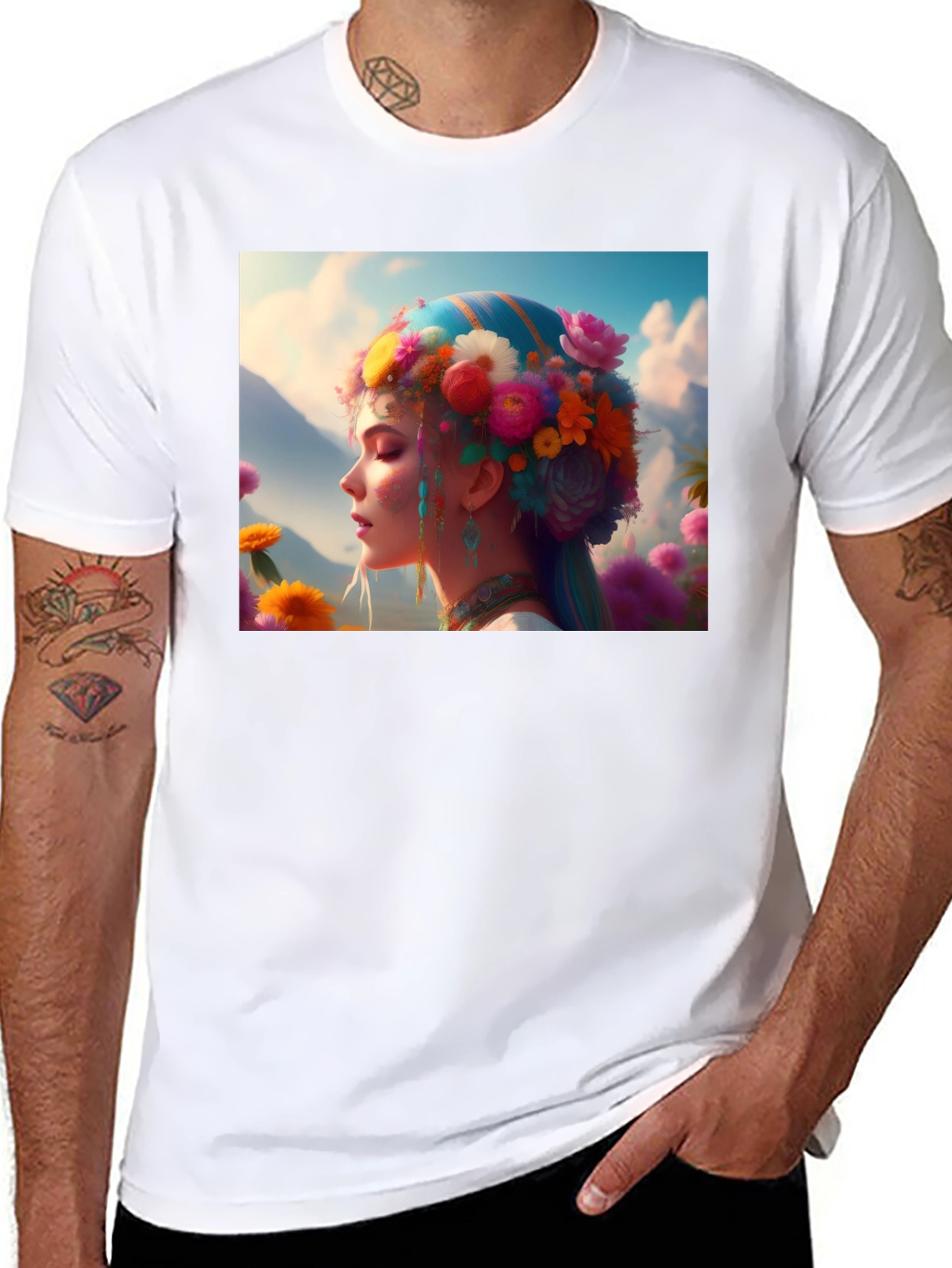 Floral Fantasy Graphic Tee - Unique Artistic Design