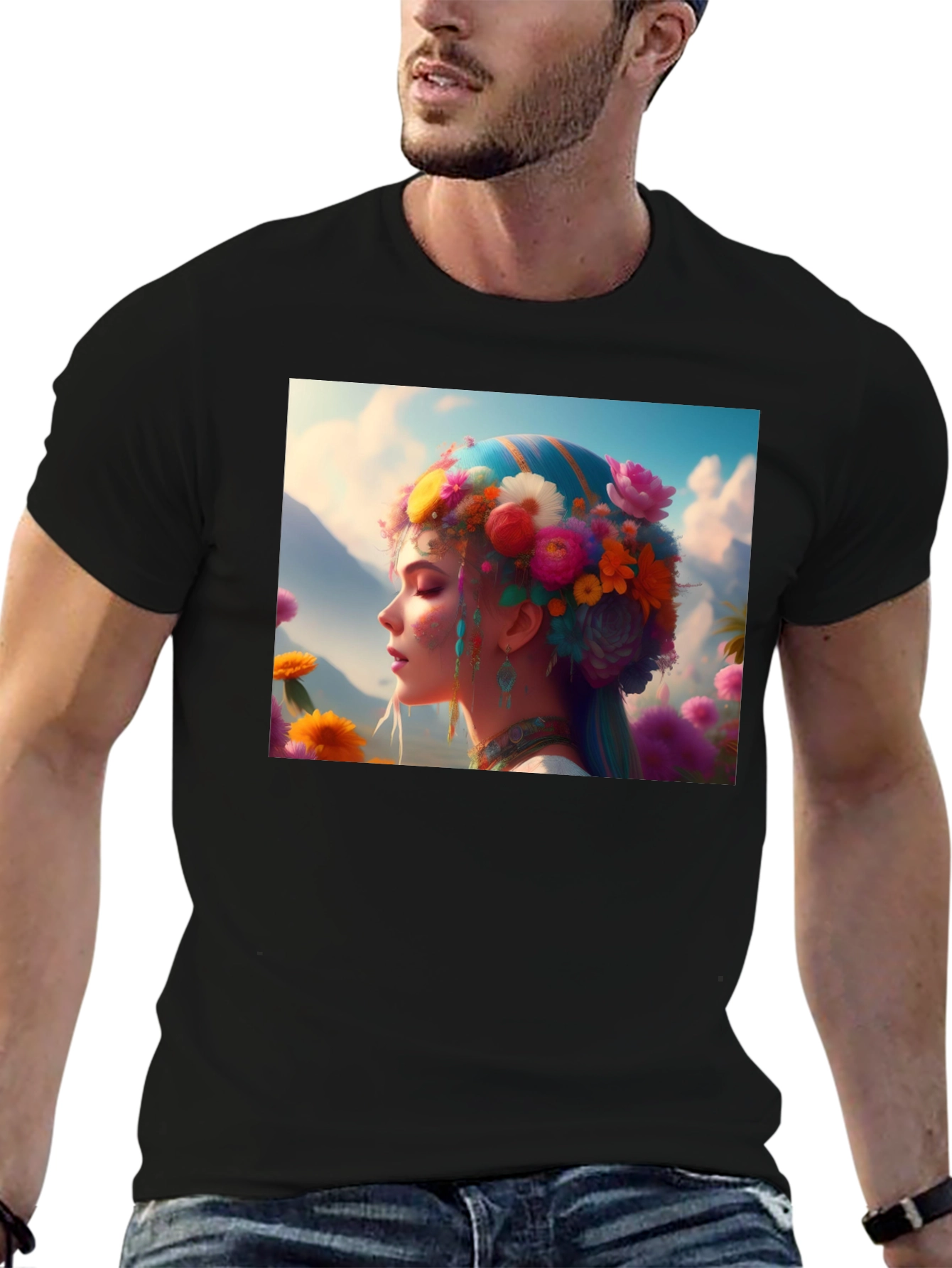 Floral Fantasy Graphic Tee - Unique Artistic Design