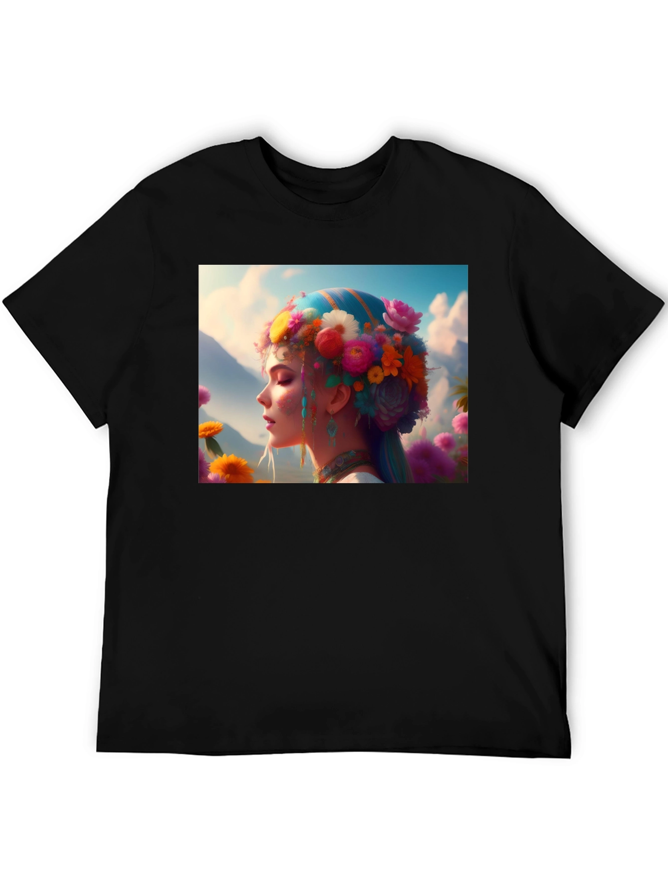 Floral Fantasy Graphic Tee - Unique Artistic Design
