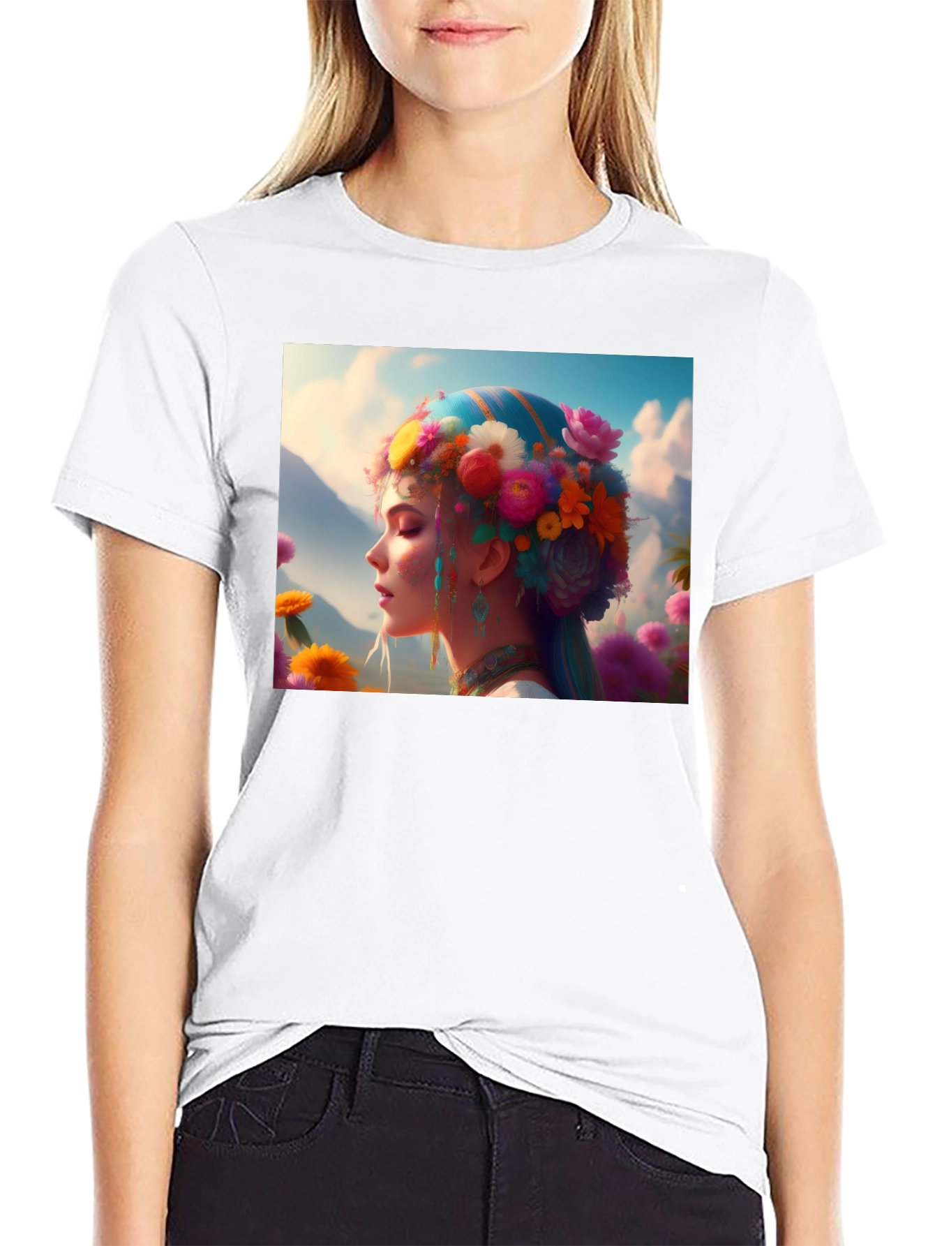 Floral Fantasy Graphic Tee - Unique Artistic Design