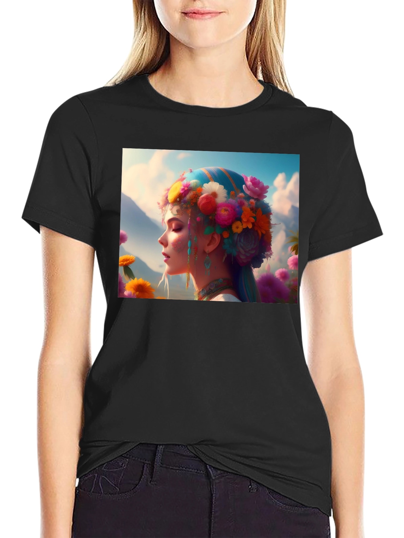 Floral Fantasy Graphic Tee - Unique Artistic Design