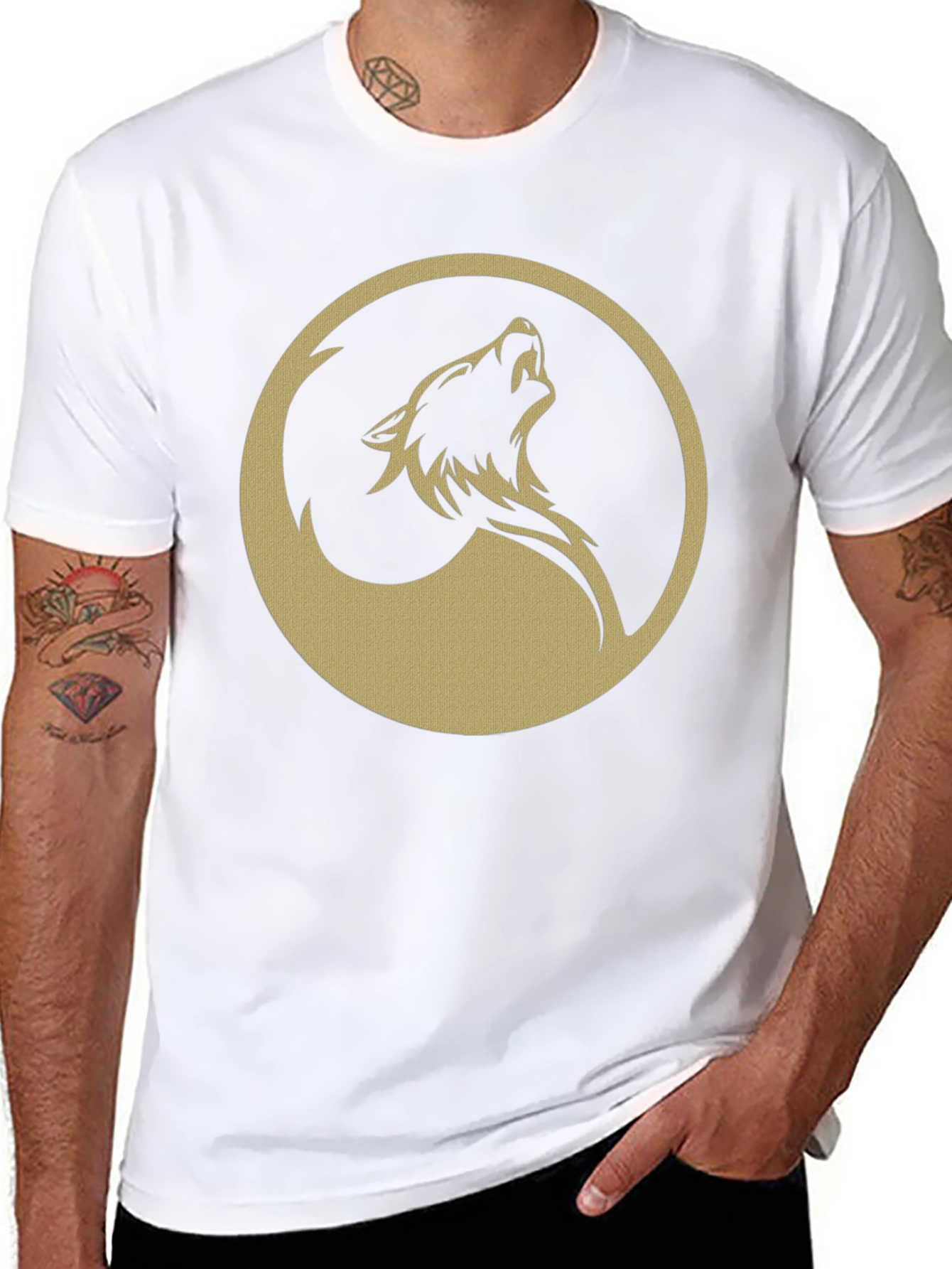 Wolf Circle Graphic T-Shirt - Mens Black Tee