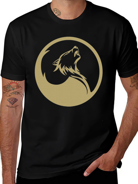 Wolf Circle Graphic T-Shirt - Mens Black Tee