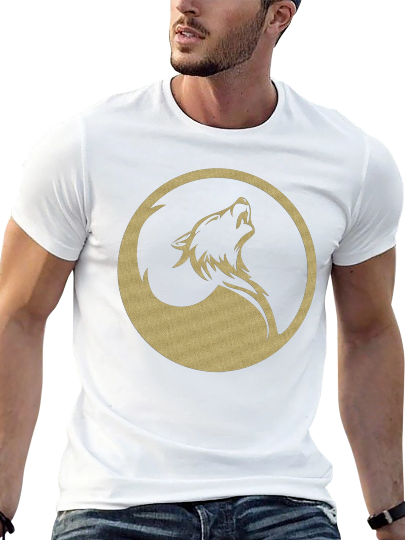 Wolf Circle Graphic T-Shirt - Mens Black Tee