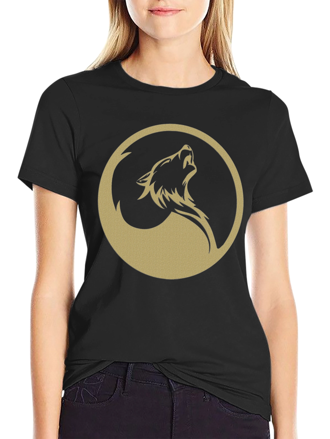 Wolf Circle Graphic T-Shirt - Mens Black Tee