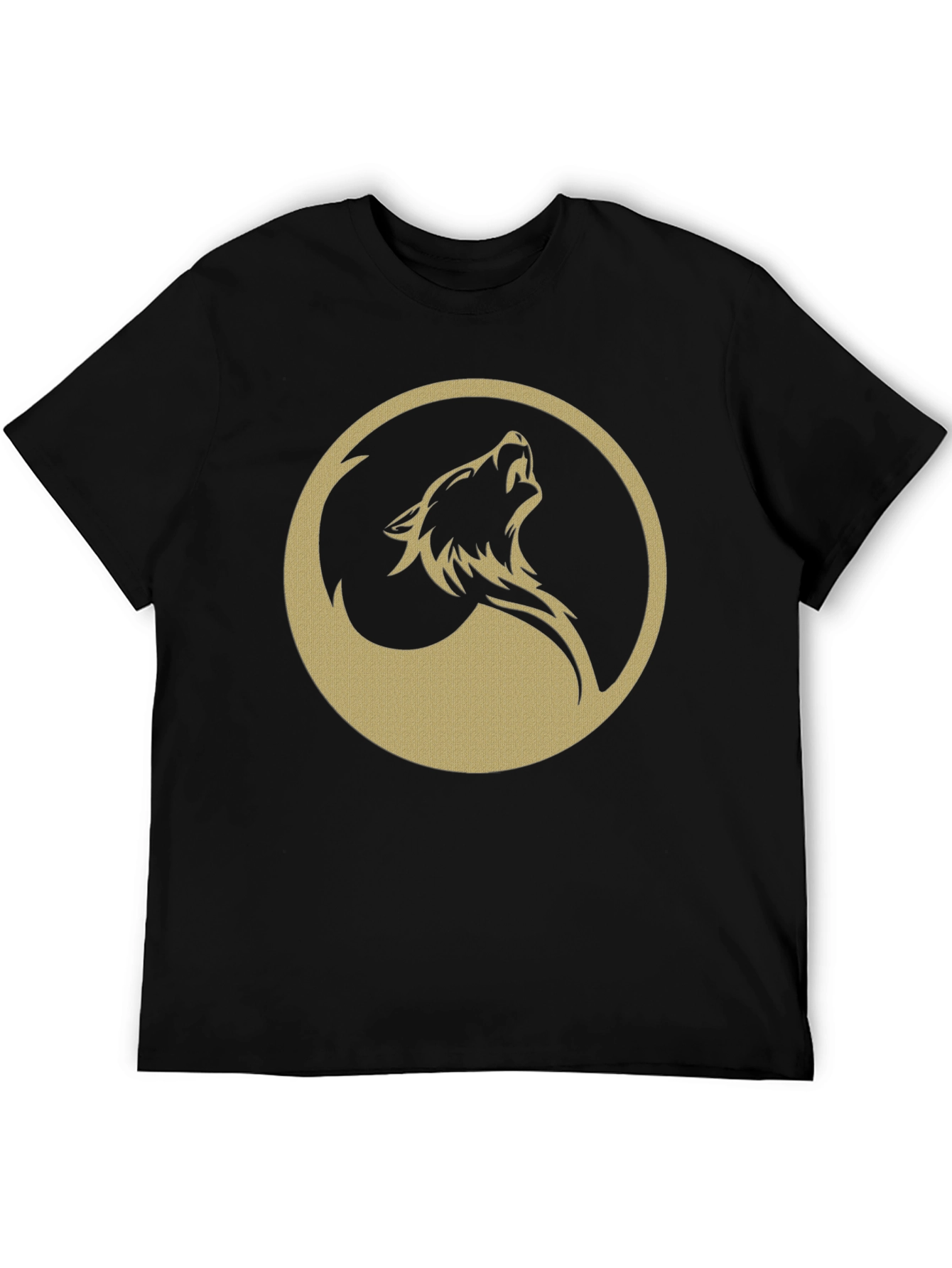 Wolf Circle Graphic T-Shirt - Mens Black Tee