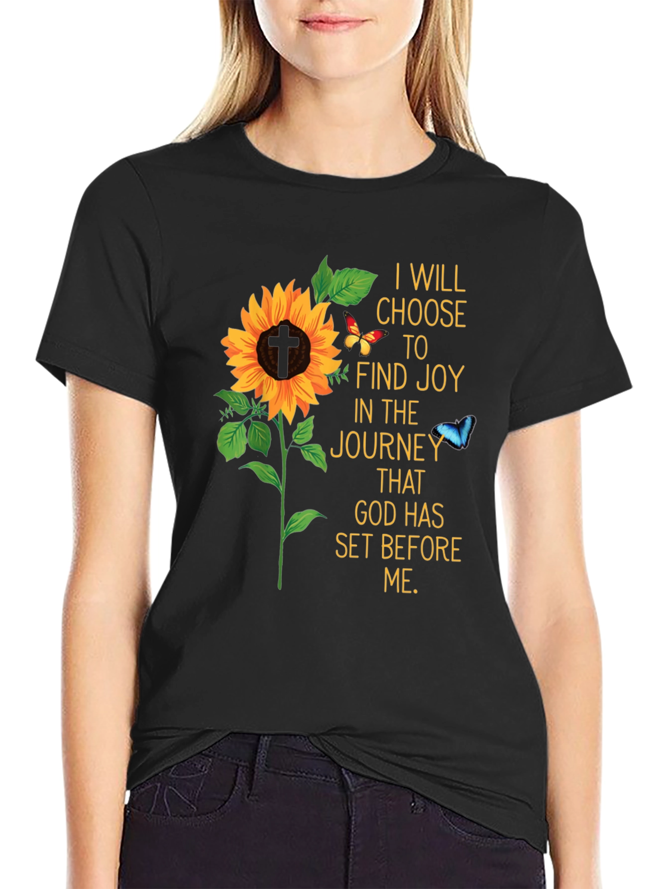 Joyful Journey Sunflower Graphic T-Shirt