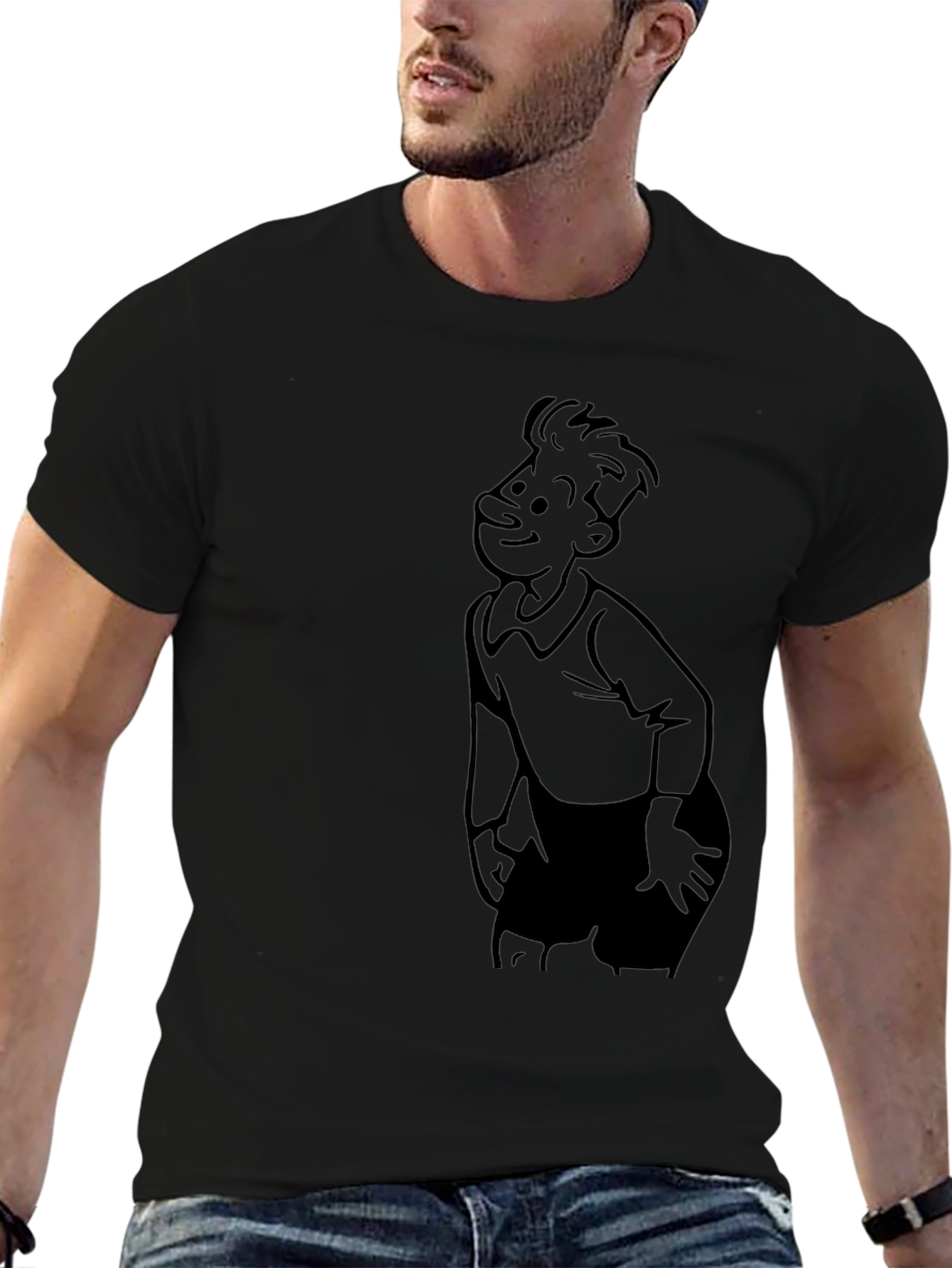 Retro Cartoon Character Black T-Shirt