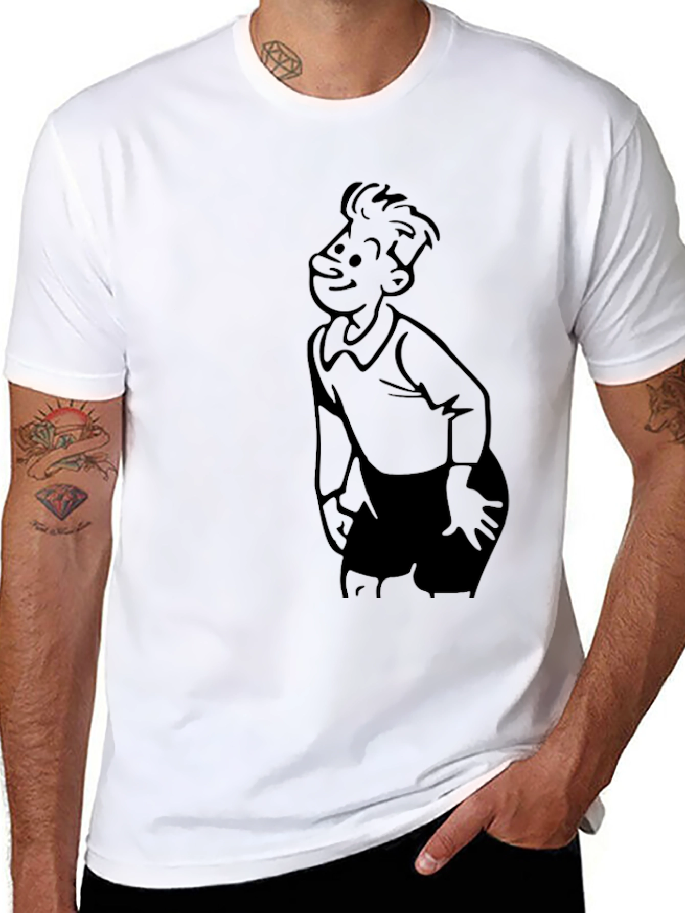 Retro Cartoon Character Black T-Shirt