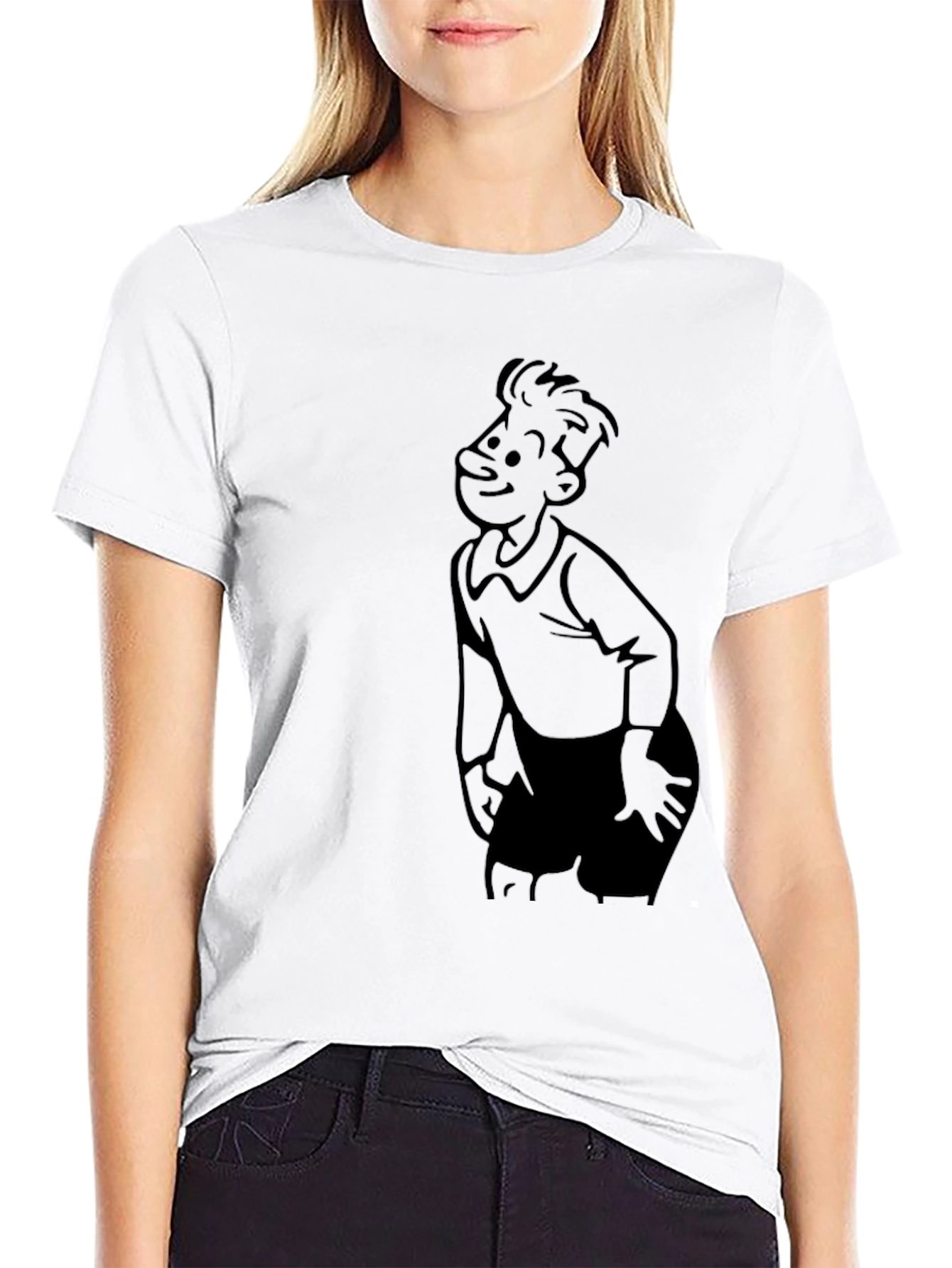 Retro Cartoon Character Black T-Shirt