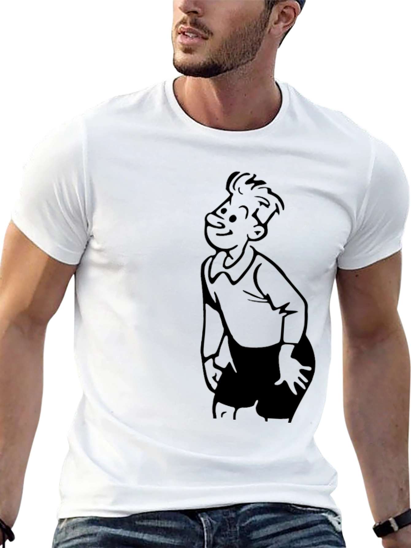 Retro Cartoon Character Black T-Shirt
