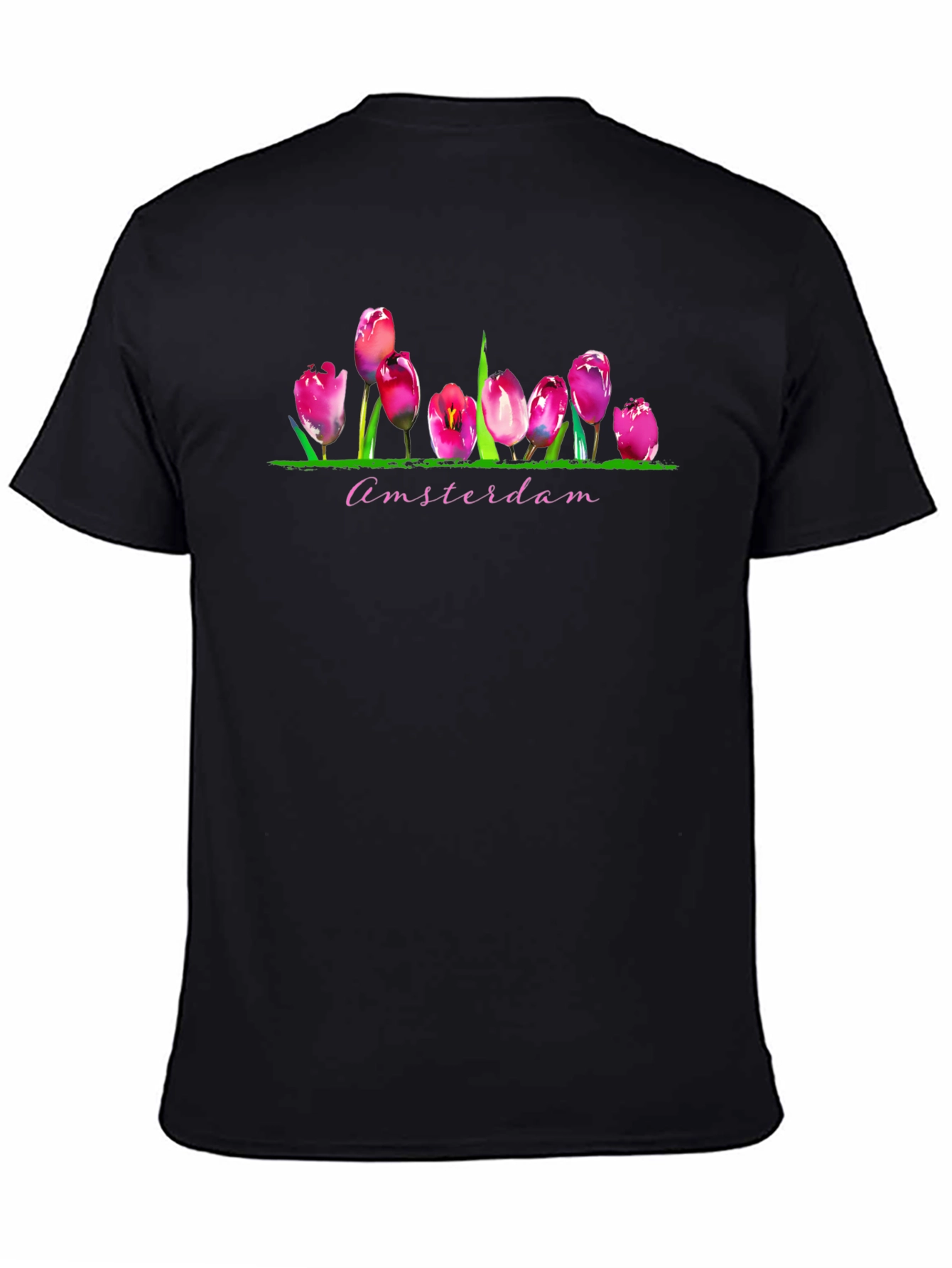 Amsterdam Tulip Graphic Black T-Shirt