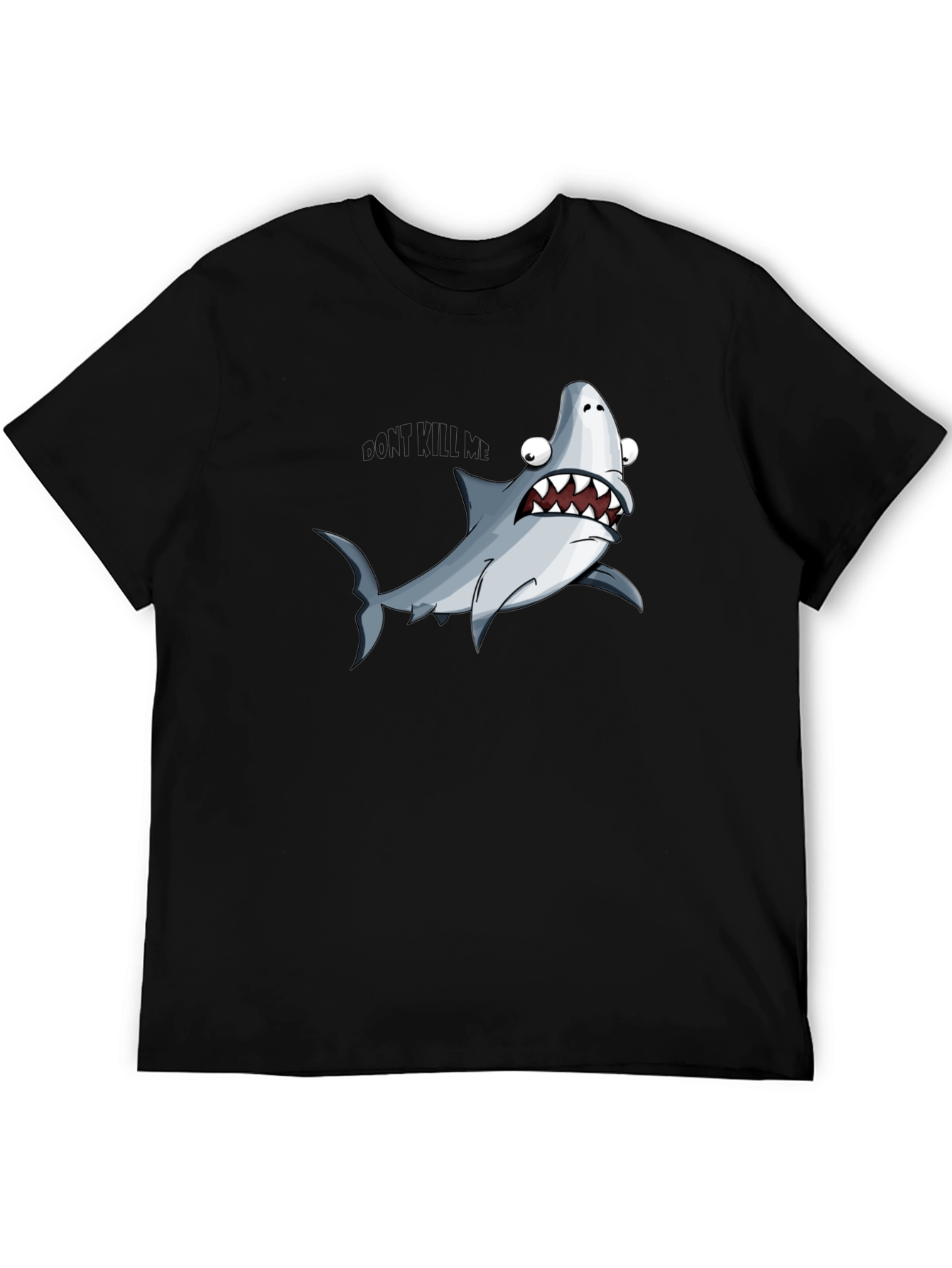 Cartoon Shark Graphic Black T-Shirt