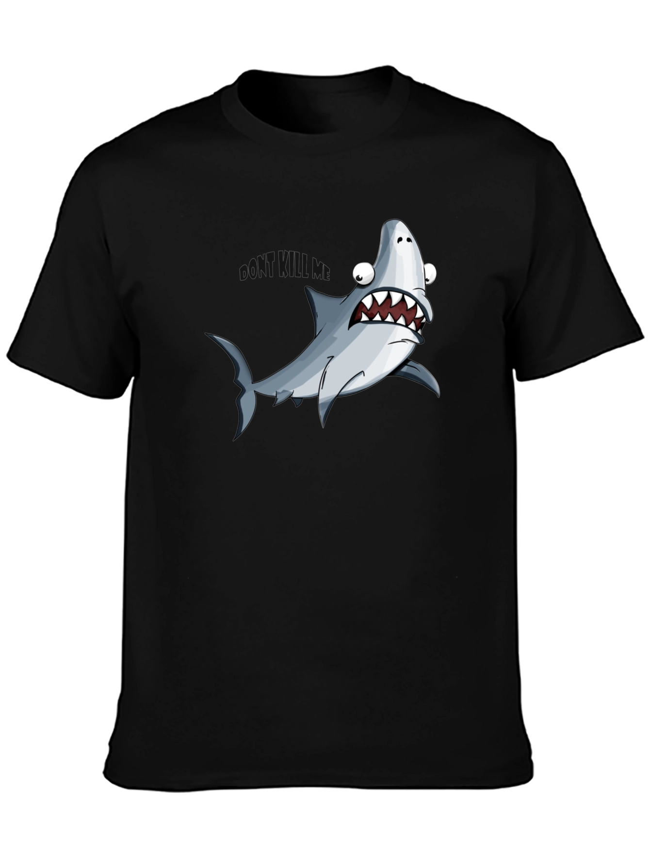 Cartoon Shark Graphic Black T-Shirt