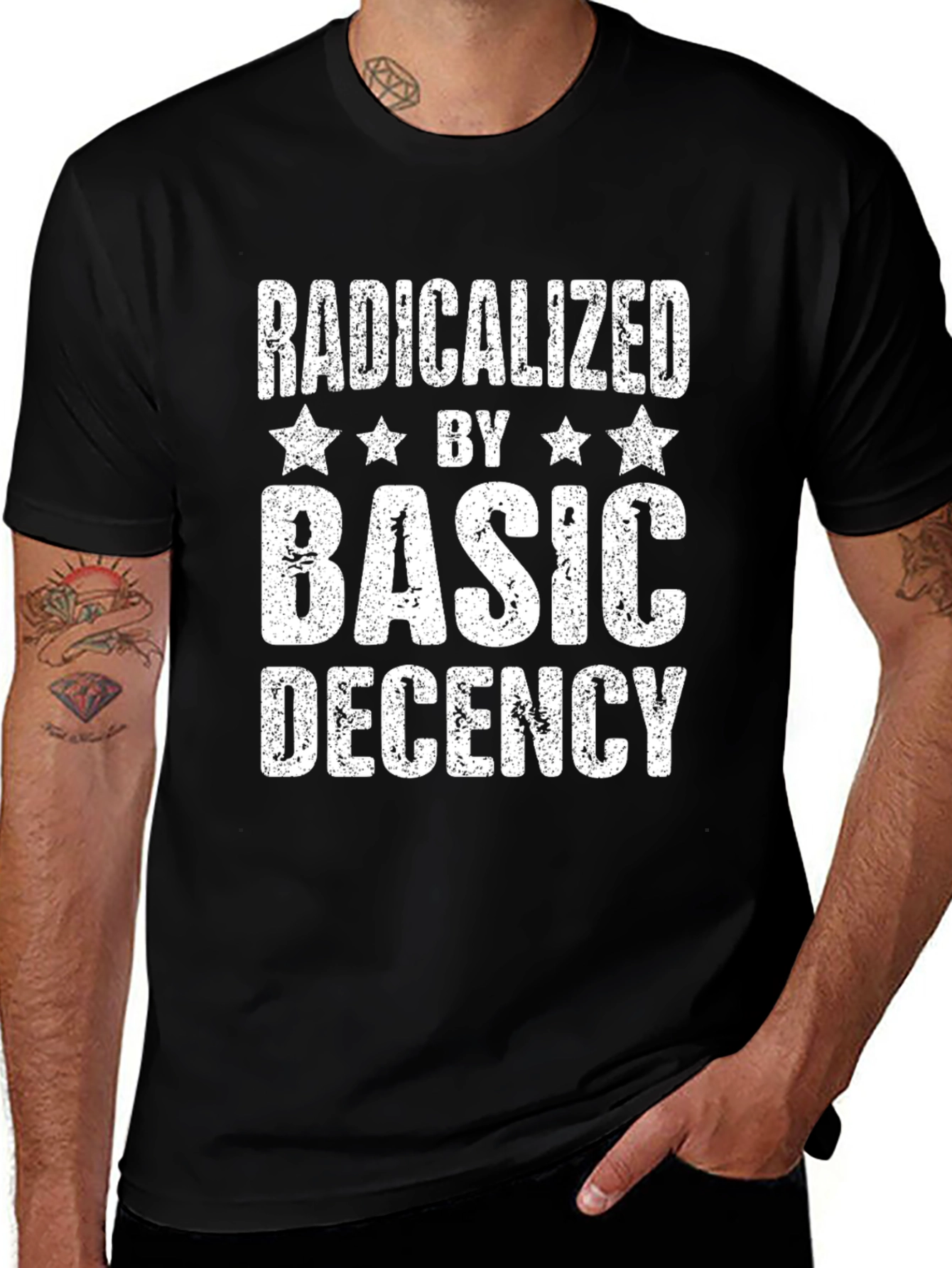 Radicalized by Basic Decency Graphic Tee - Black
