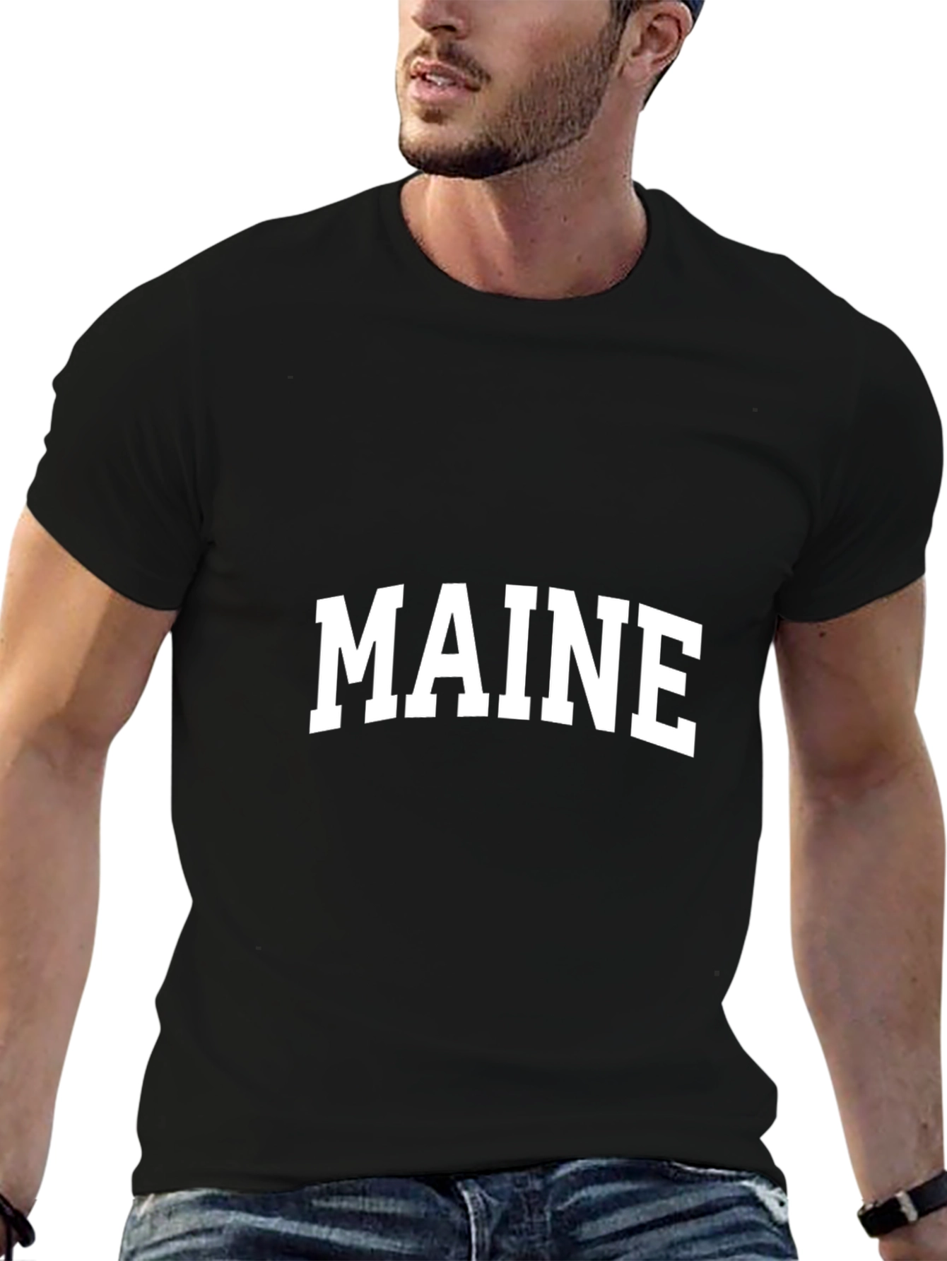 Maine State T-Shirt - Black Casual Wear