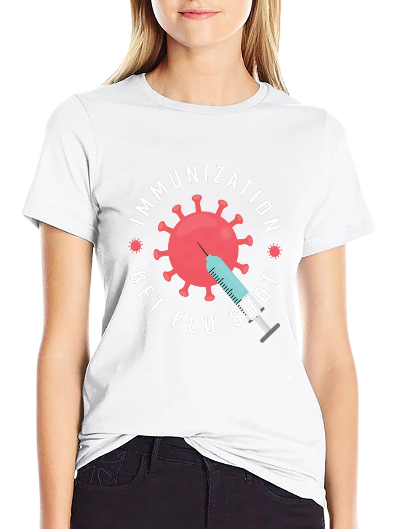 Immunization Get Flu Shot Graphic Tee - Black