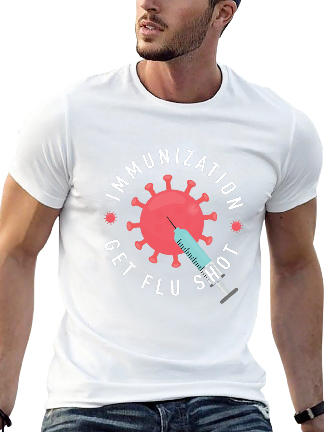Immunization Get Flu Shot Graphic Tee - Black