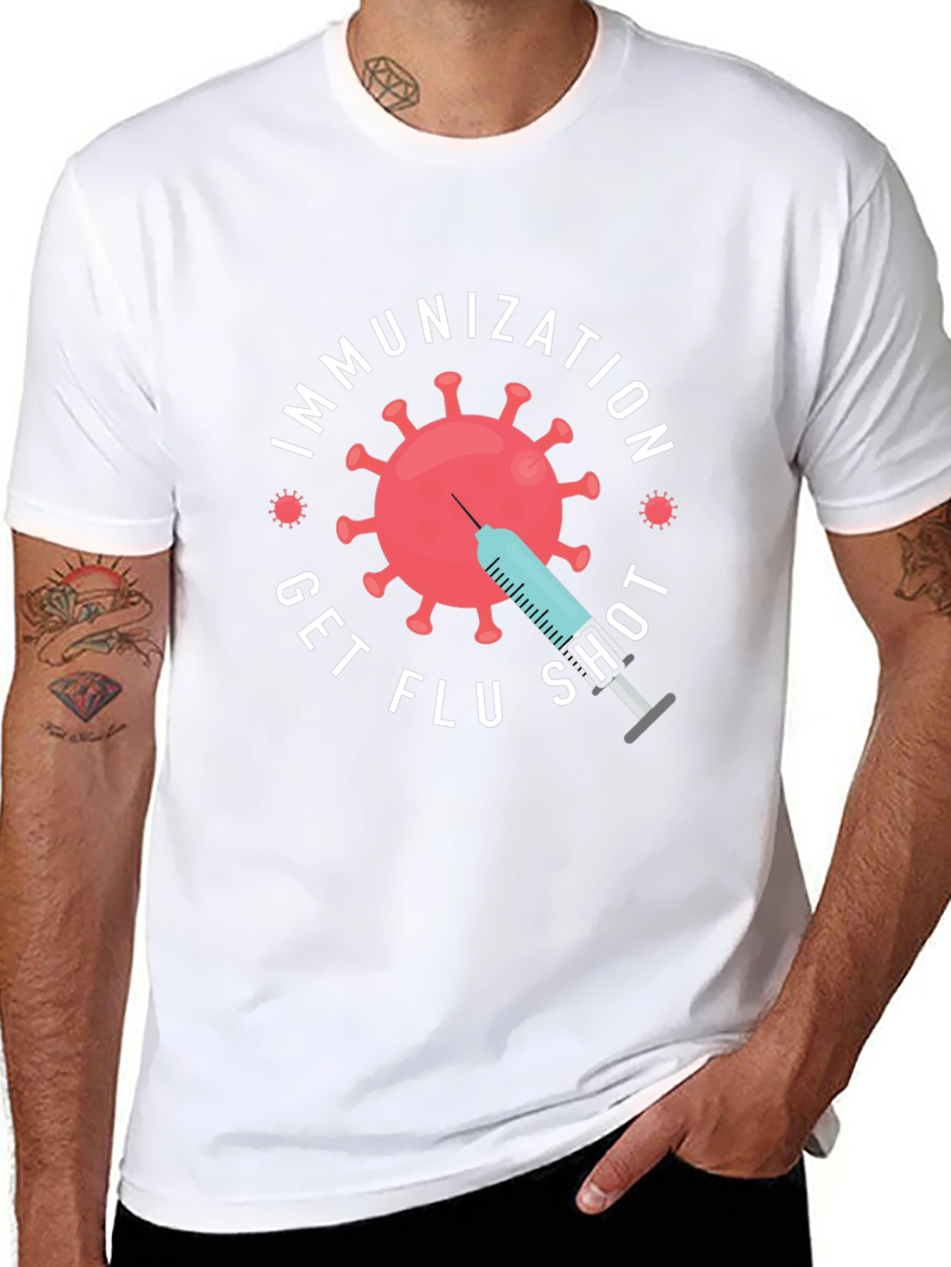 Immunization Get Flu Shot Graphic Tee - Black