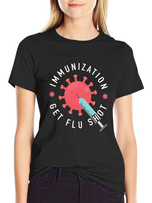 Immunization Get Flu Shot Graphic Tee - Black