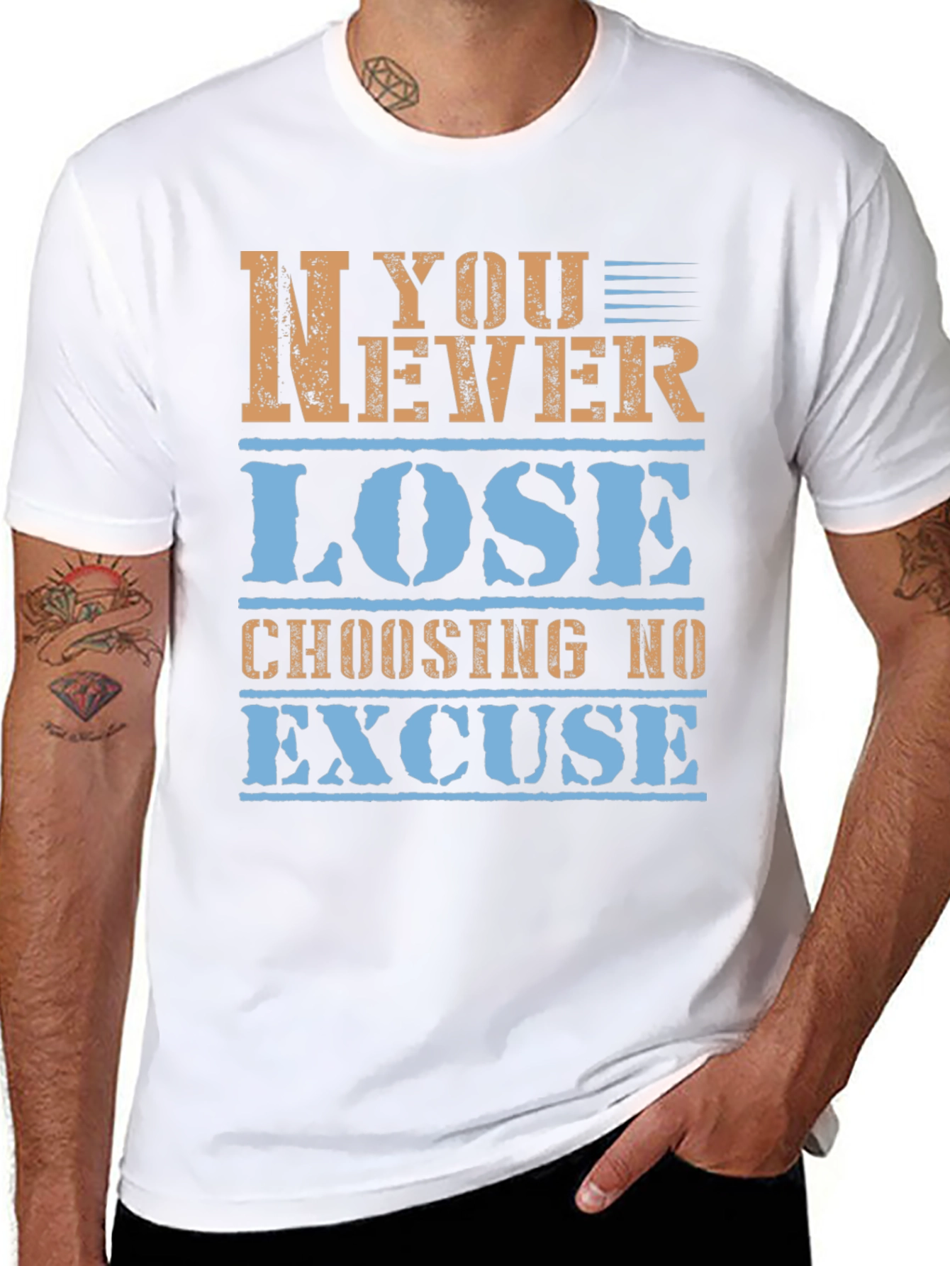 Inspirational Graphic Tee - Never Lose - Black