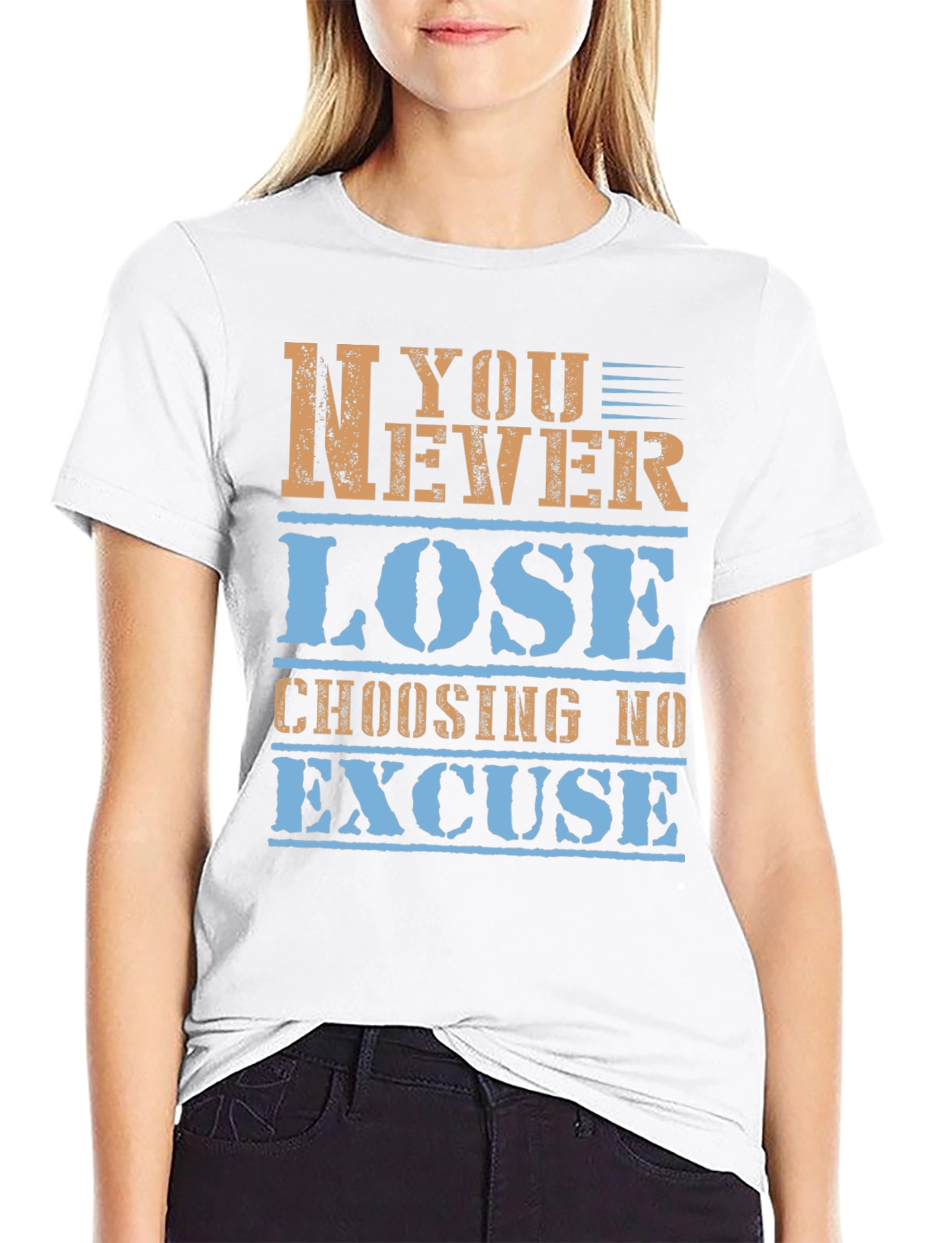 Inspirational Graphic Tee - Never Lose - Black