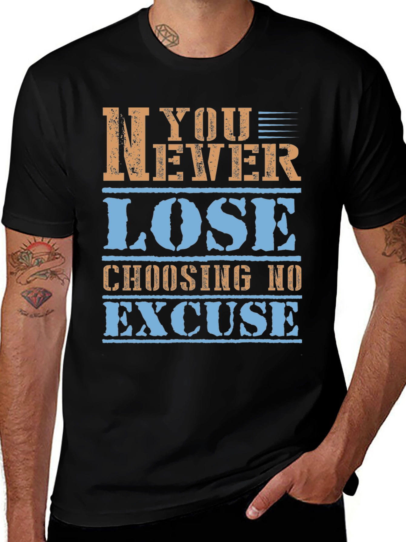 Inspirational Graphic Tee - Never Lose - Black