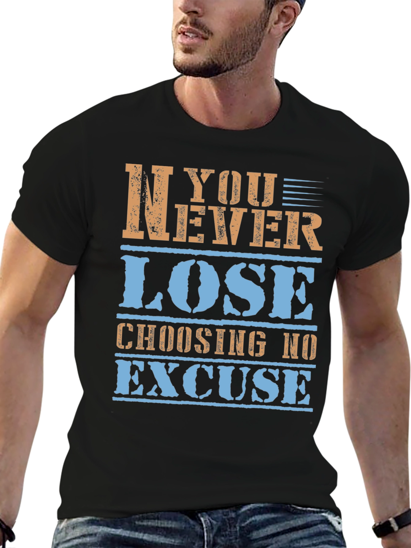 Inspirational Graphic Tee - Never Lose - Black