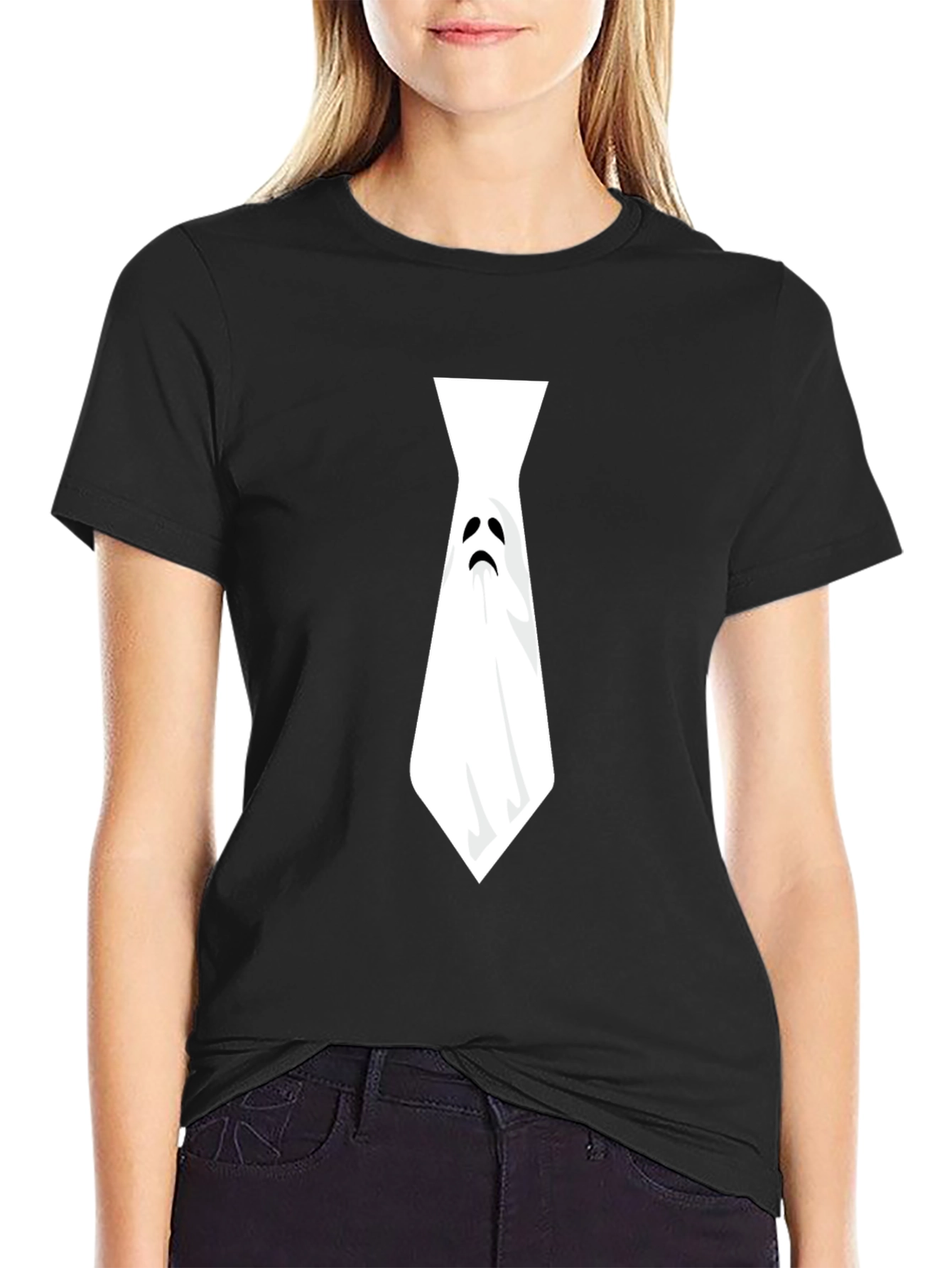 Ghost Tie Graphic Tee - Halloween Humor Shirt