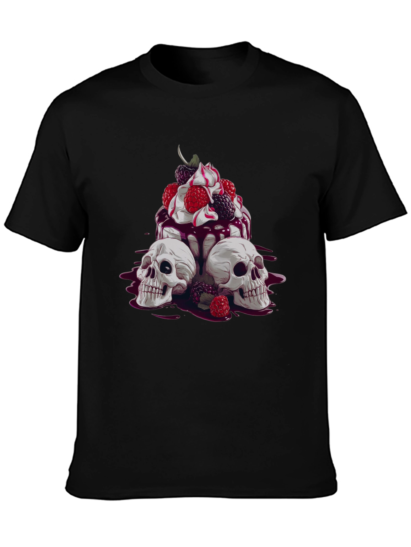Skull & Berries Graphic Tee - Edgy Casual Wear