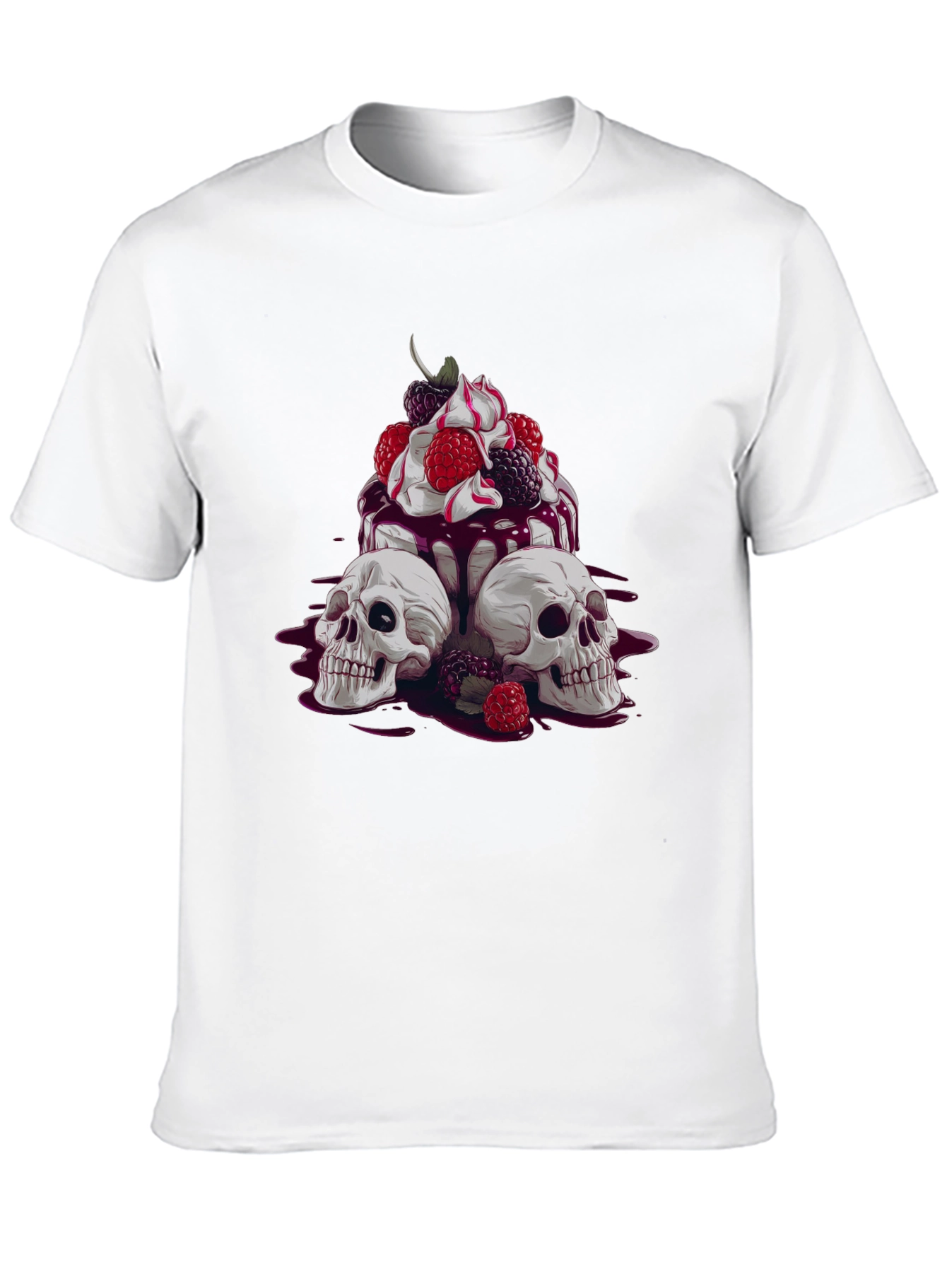 Skull & Berries Graphic Tee - Edgy Casual Wear