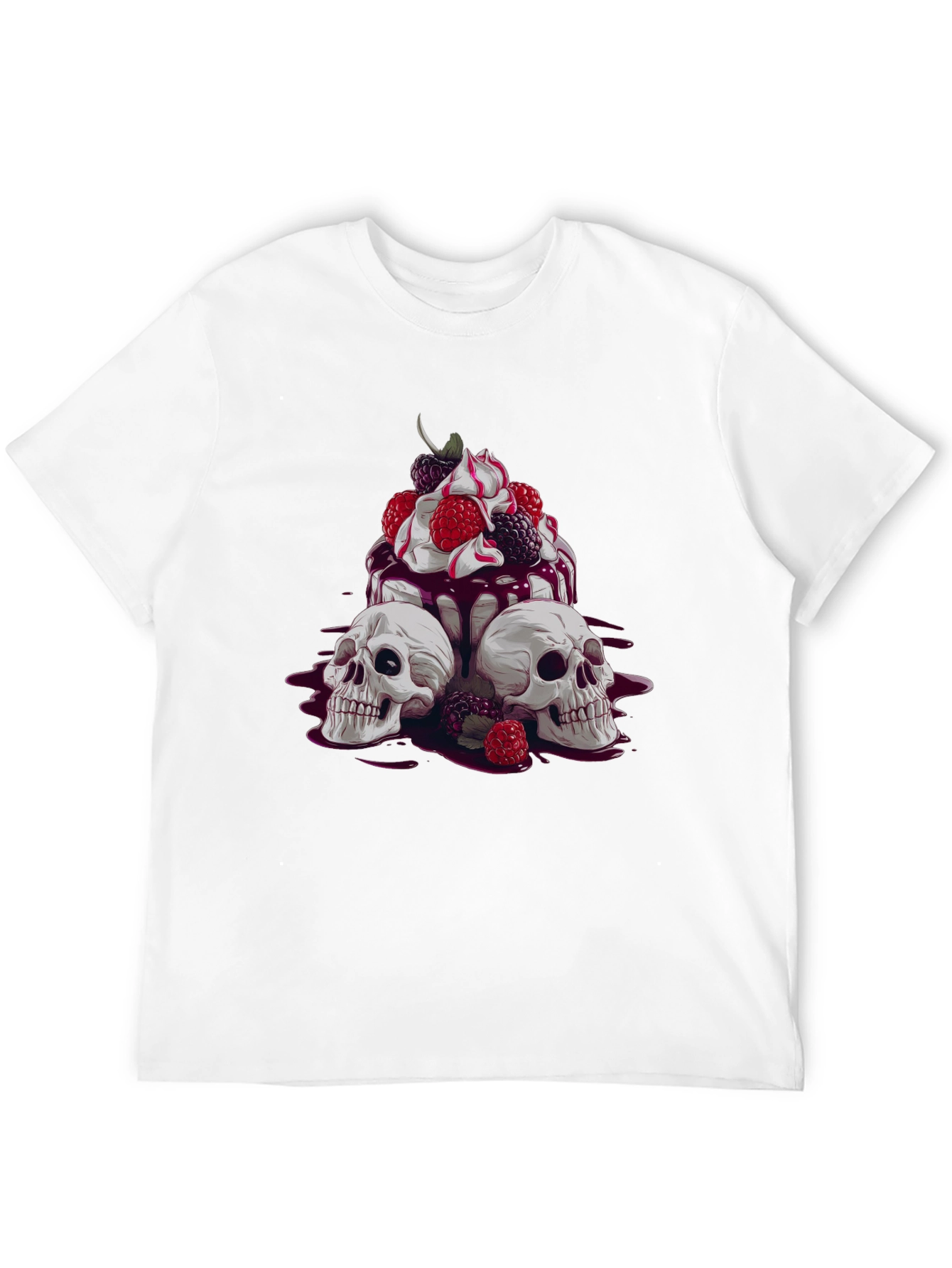 Skull & Berries Graphic Tee - Edgy Casual Wear