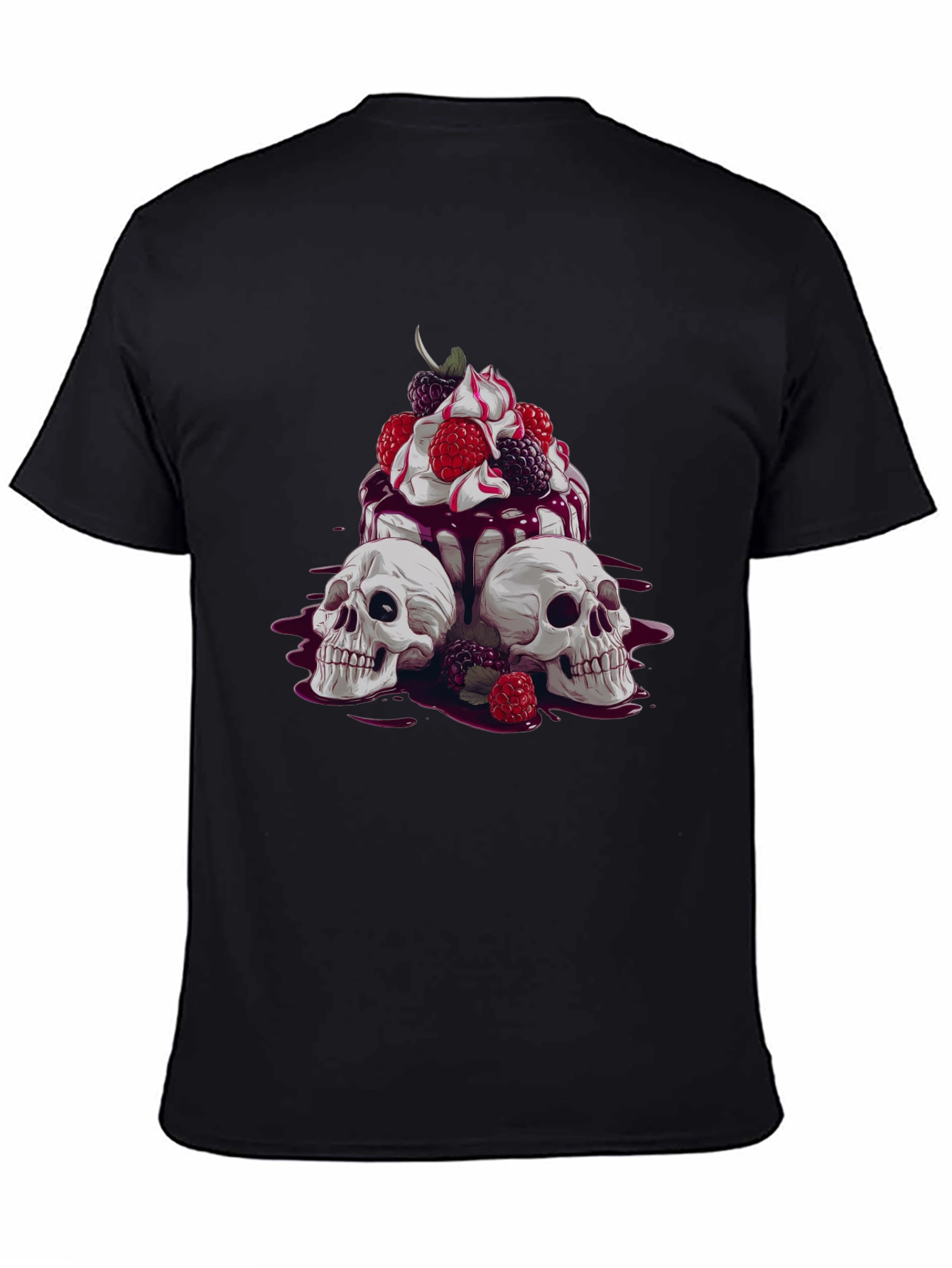 Skull & Berries Graphic Tee - Edgy Casual Wear