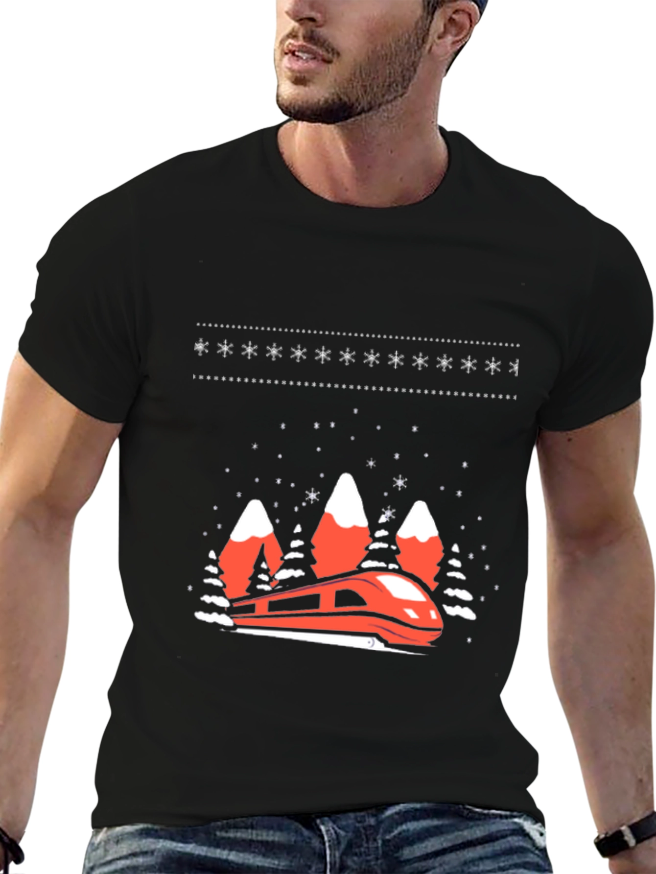 Festive Train Graphic Tee - Holiday Style