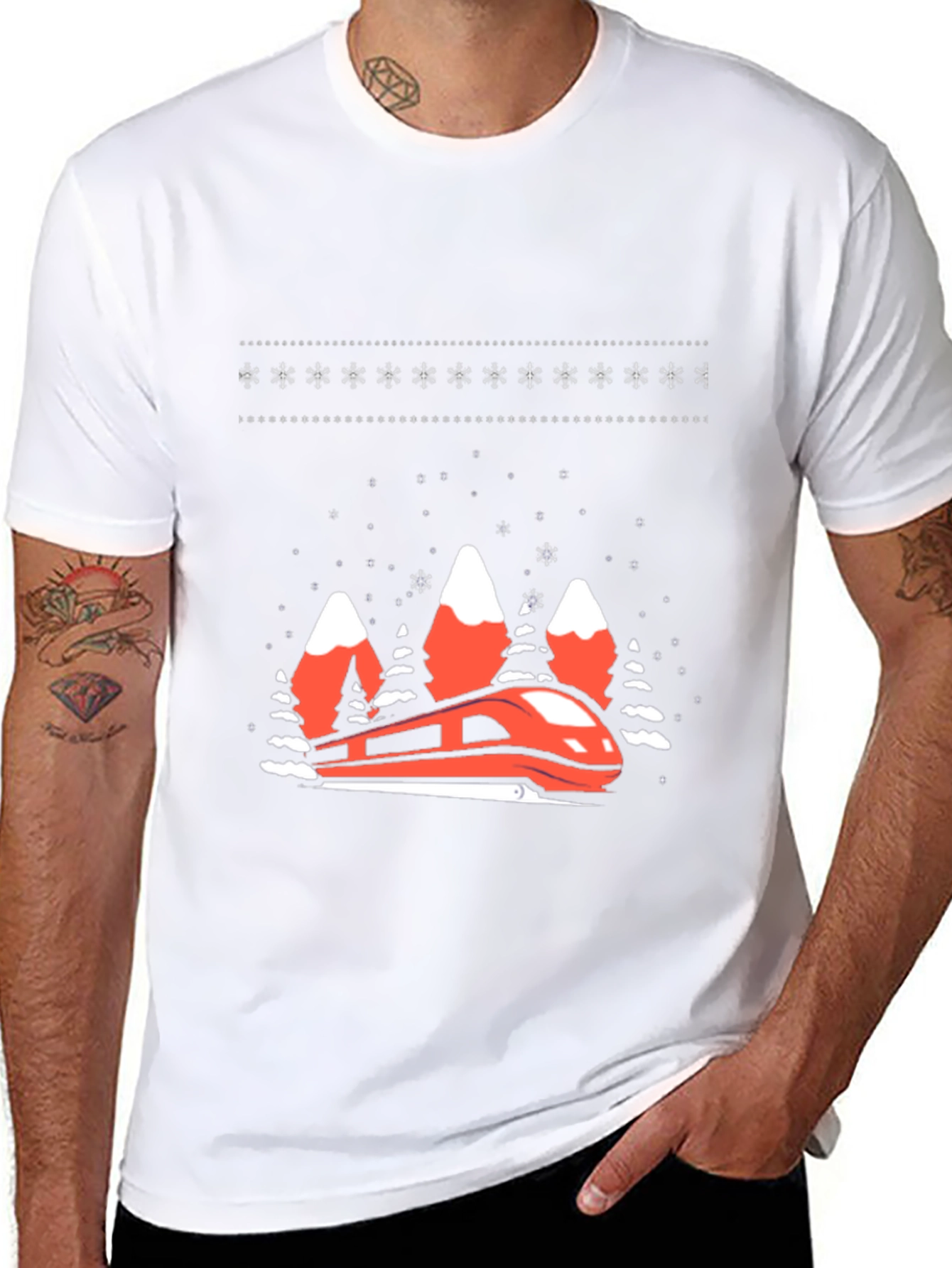 Festive Train Graphic Tee - Holiday Style