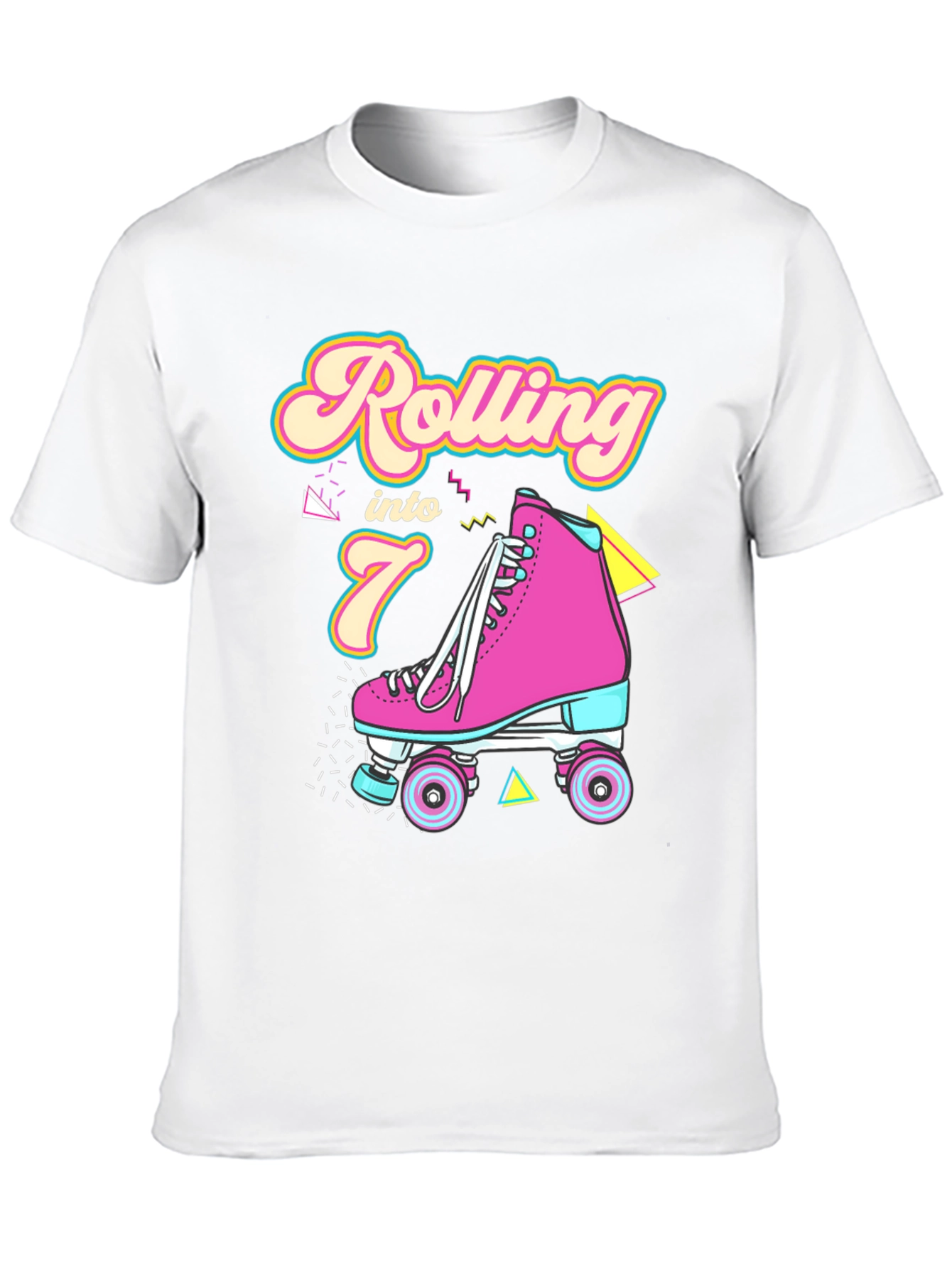 Retro Rolling Into 7th Birthday T-Shirt