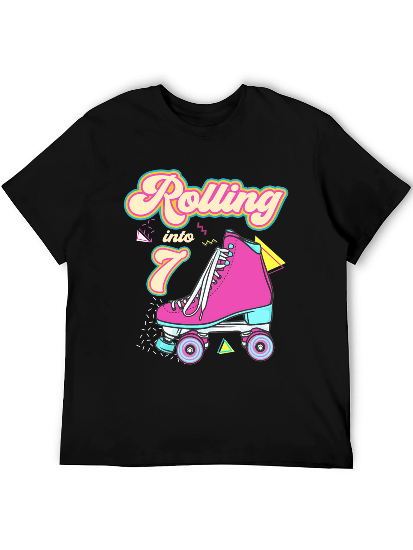 Retro Rolling Into 7th Birthday T-Shirt