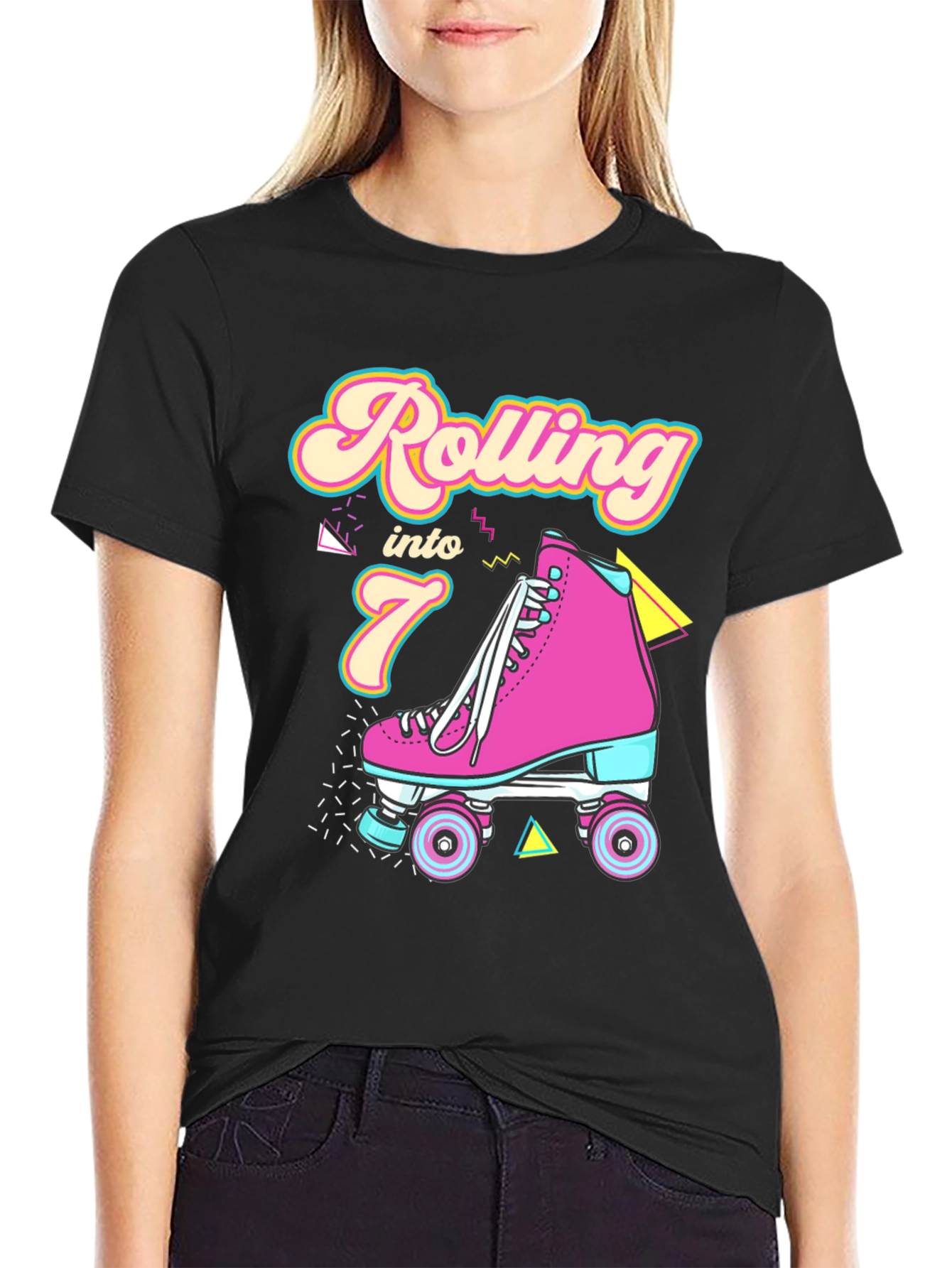 Retro Rolling Into 7th Birthday T-Shirt