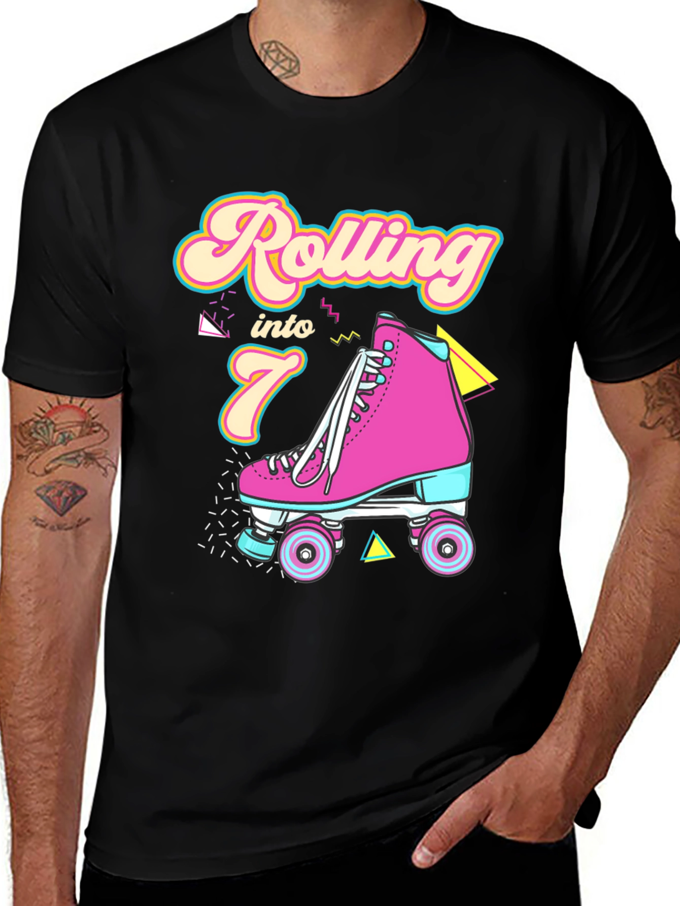 Retro Rolling Into 7th Birthday T-Shirt