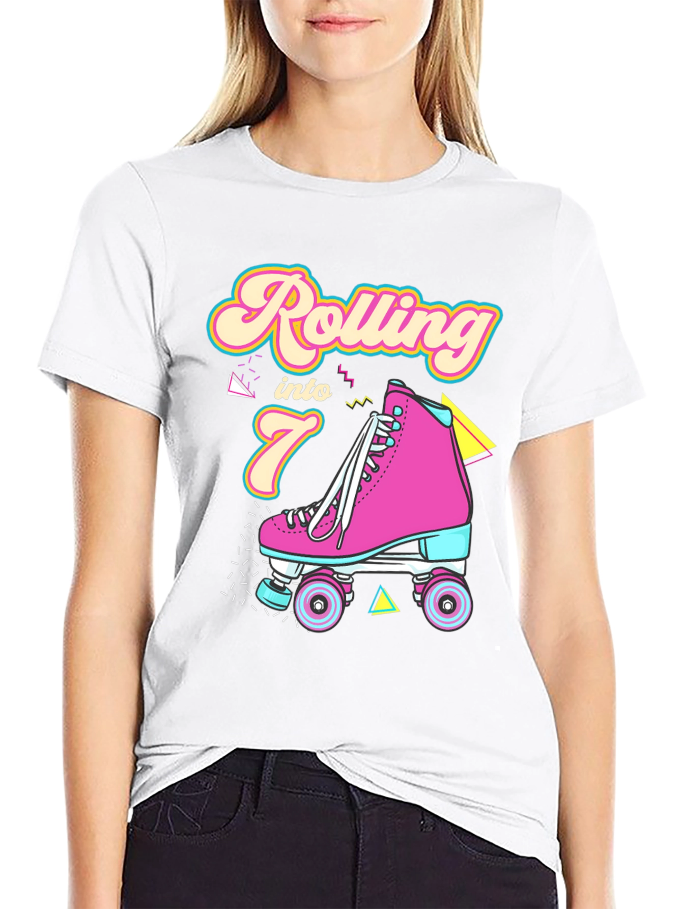 Retro Rolling Into 7th Birthday T-Shirt