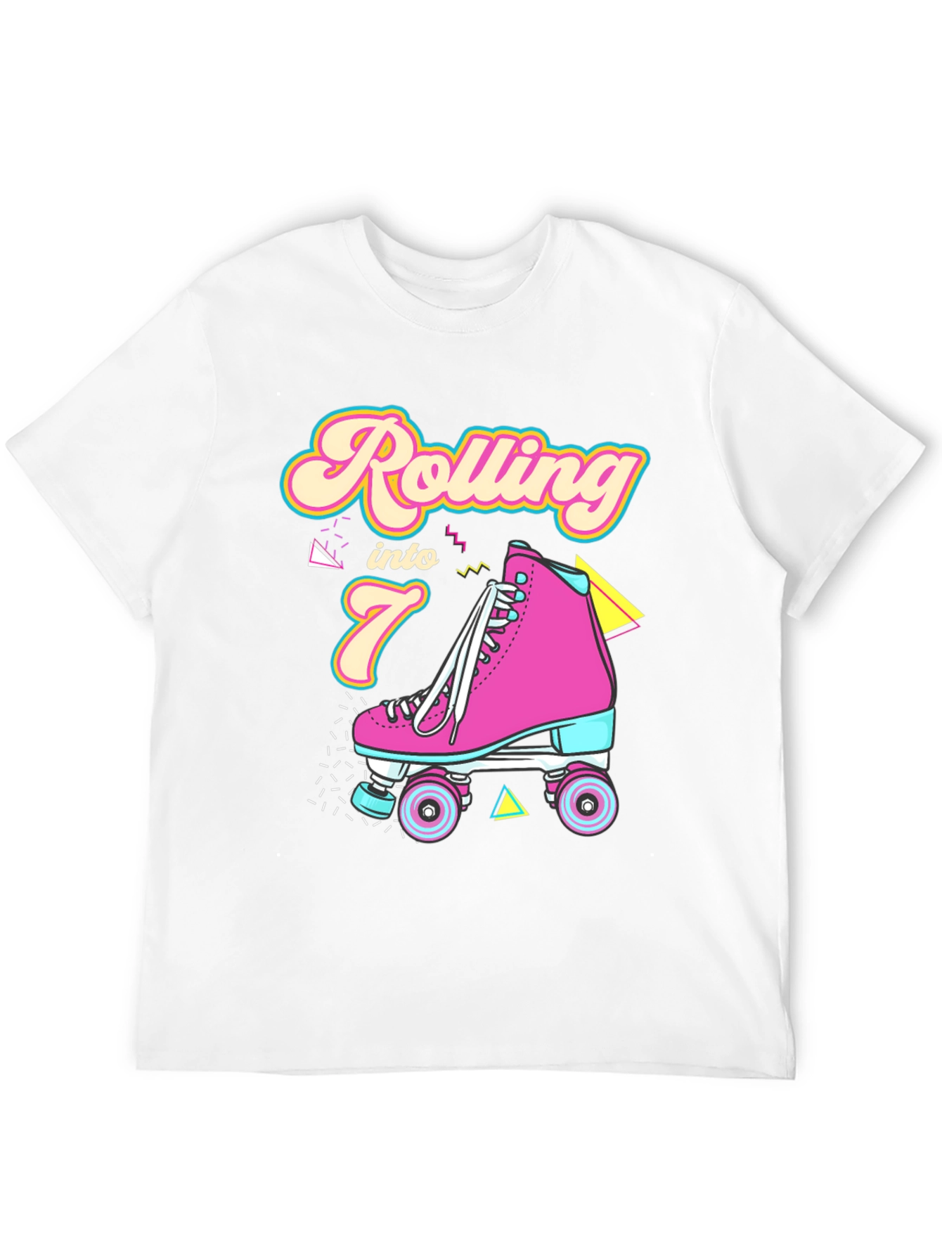 Retro Rolling Into 7th Birthday T-Shirt