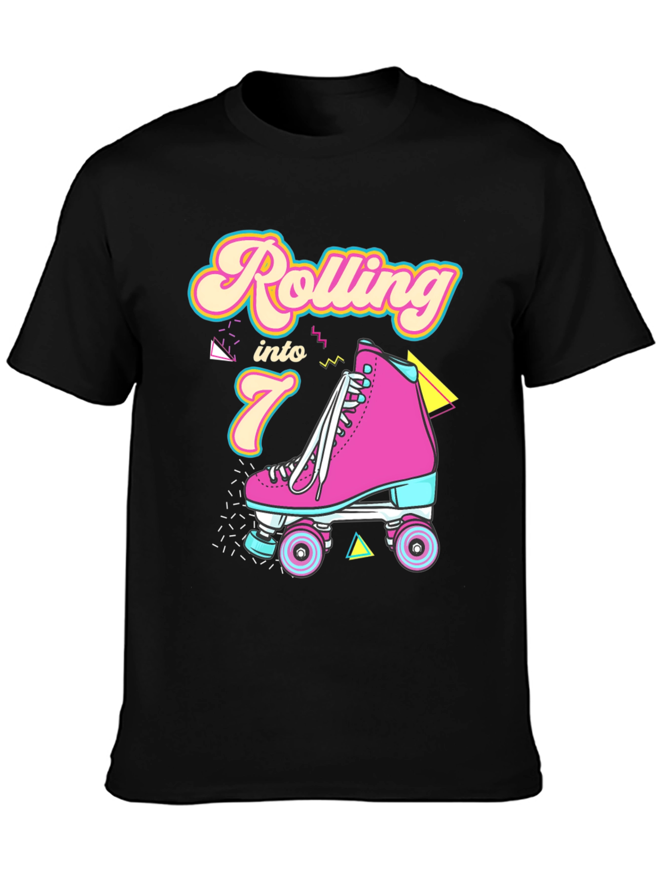 Retro Rolling Into 7th Birthday T-Shirt