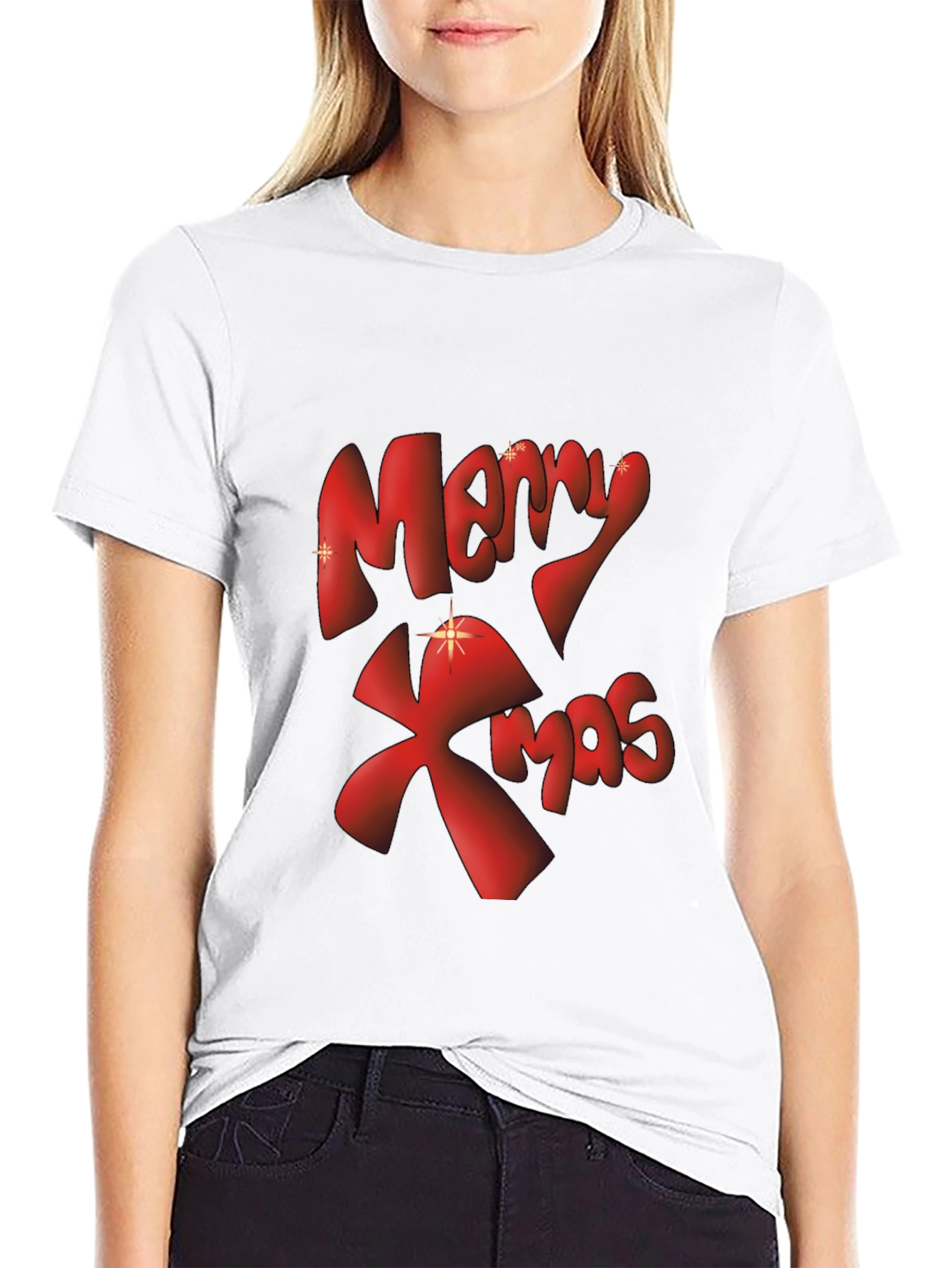 Merry Xmas Graphic Tee - Black Christmas T-Shirt