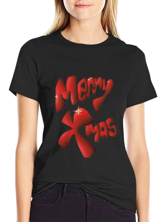 Merry Xmas Graphic Tee - Black Christmas T-Shirt