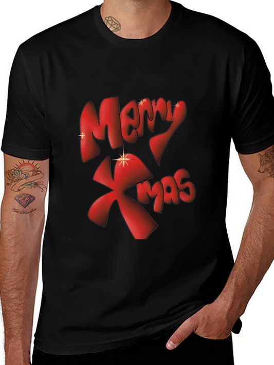 Merry Xmas Graphic Tee - Black Christmas T-Shirt