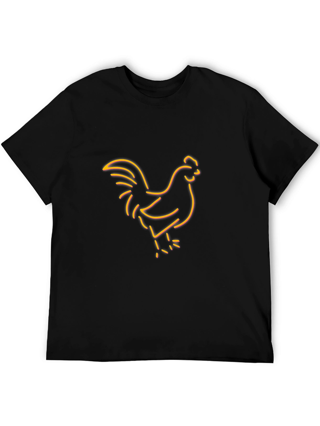 Neon Chicken Graphic Tee - Black Cotton Blend T-Shirt
