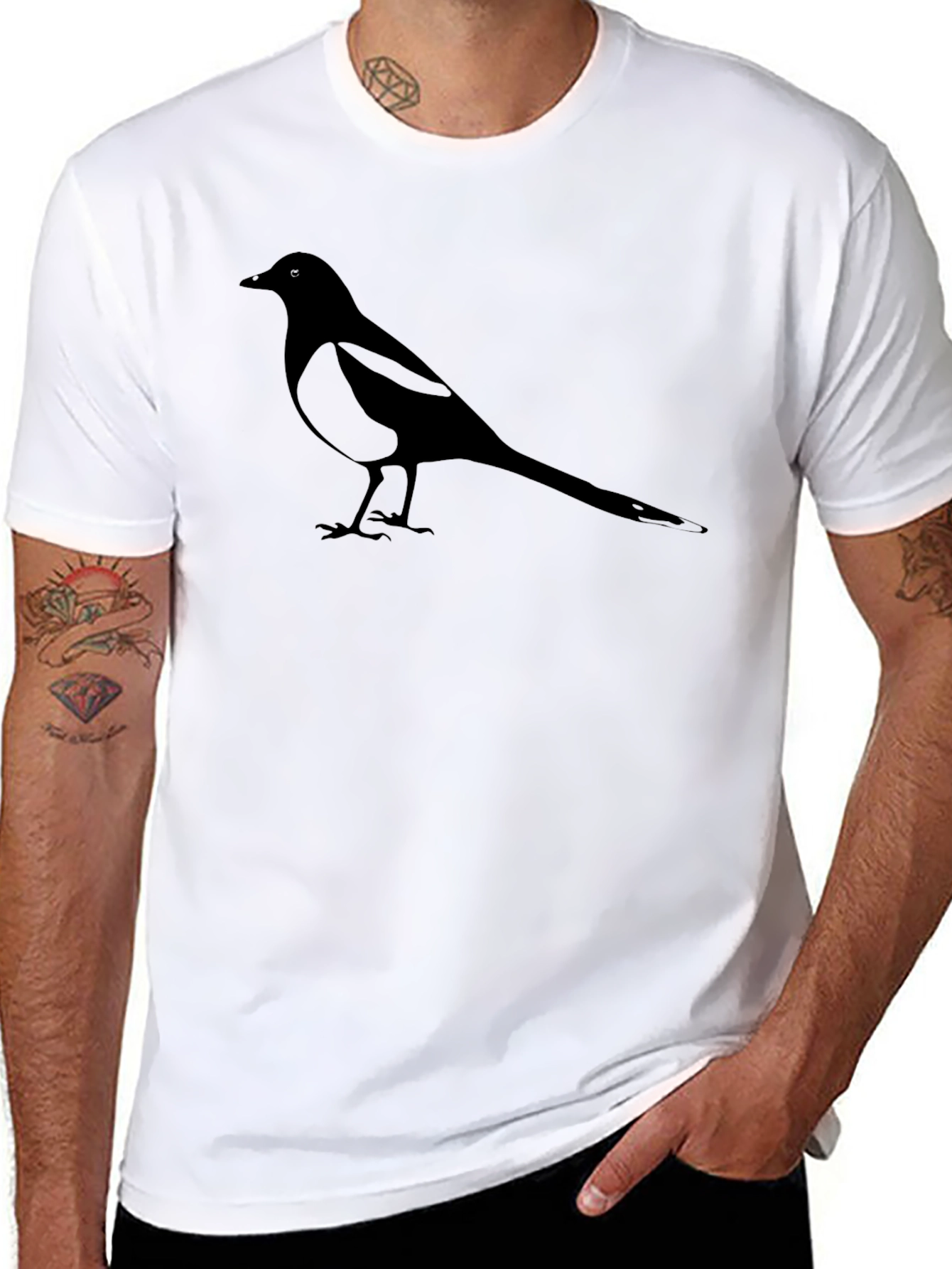 Magpie Graphic Tee - Classic Black Bird Shirt