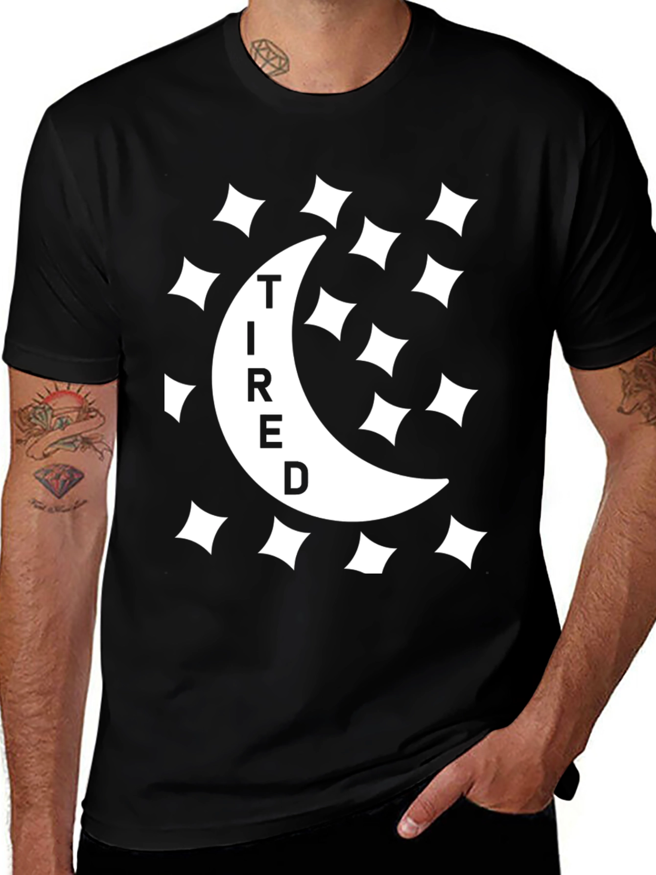 Tired Moon Graphic Tee - Unisex Black T-Shirt
