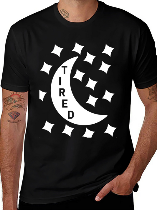 Tired Moon Graphic Tee - Unisex Black T-Shirt