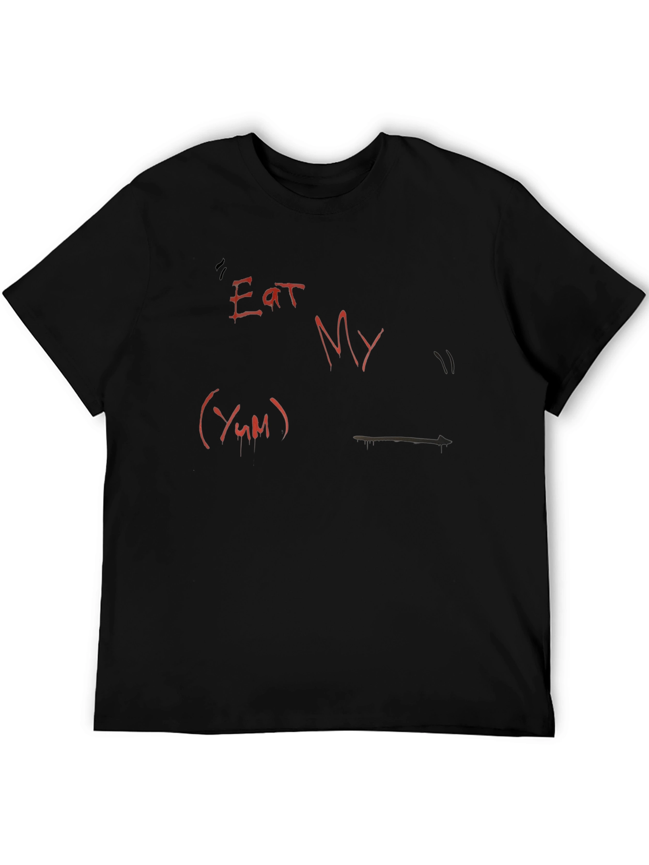 Eat My (Yum) Graphic Print Black T-Shirt